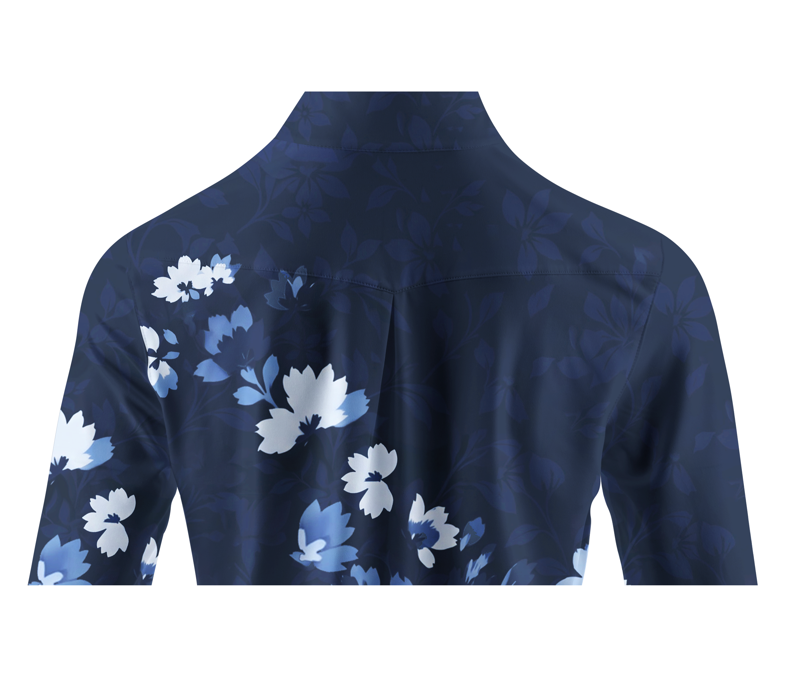 Cherryswing Women's Gradient Blue Floral Pattern Long Sleeve Golf Shirt