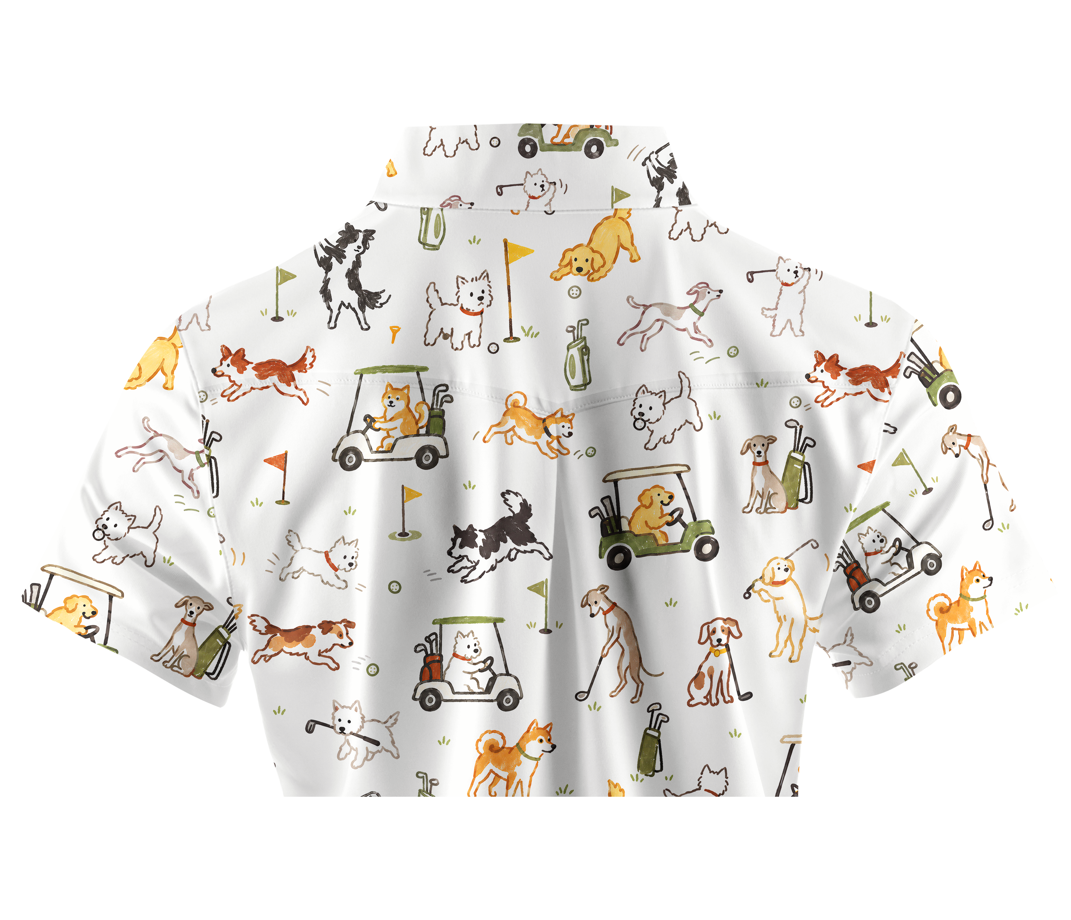 Cherryswing Women's Cute Golf Pup Novelty Print Short Sleeve Golf Shirt