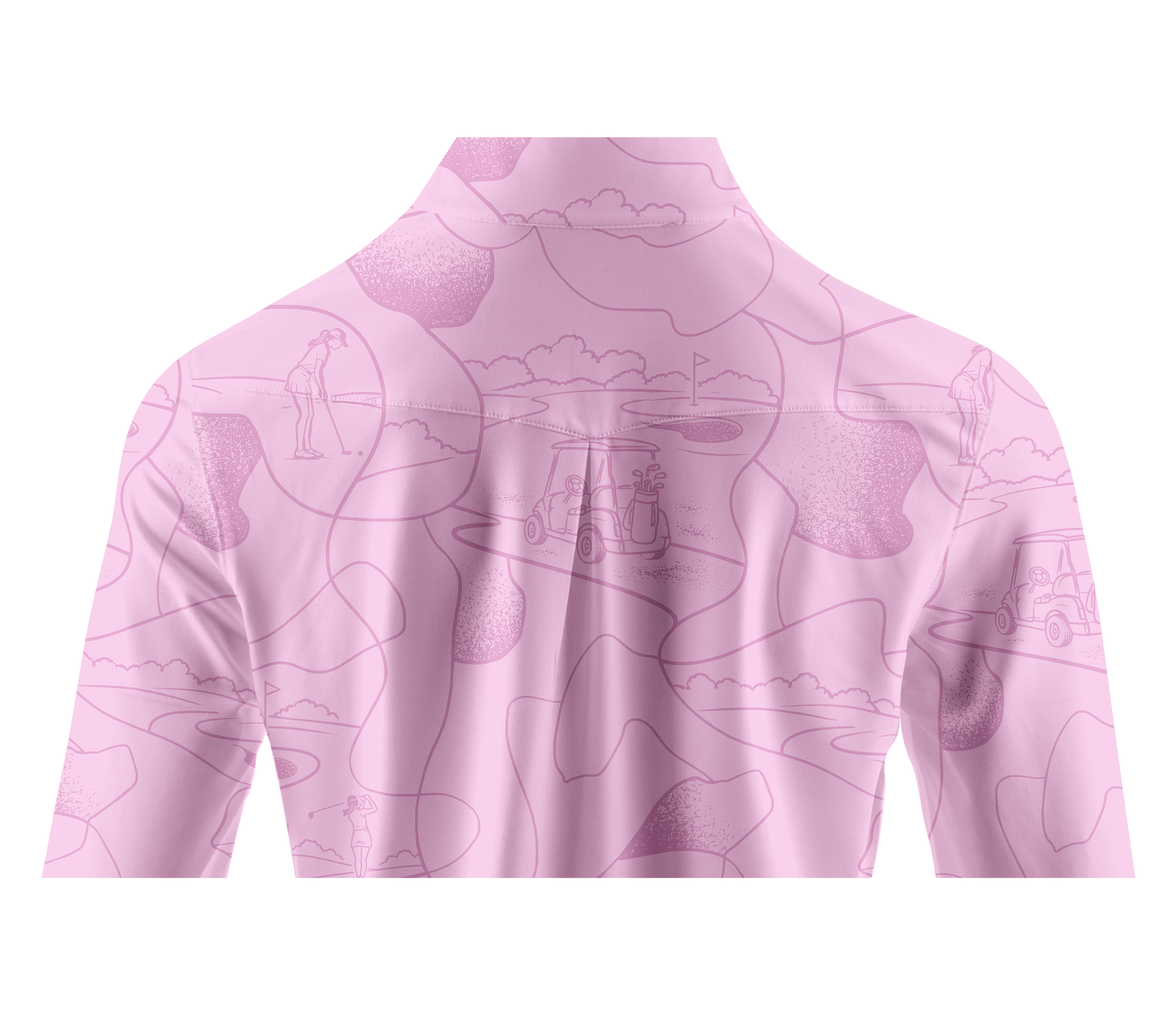 Cherryswing Women's Course Line Art Pattern Long Sleeve Golf Shirt