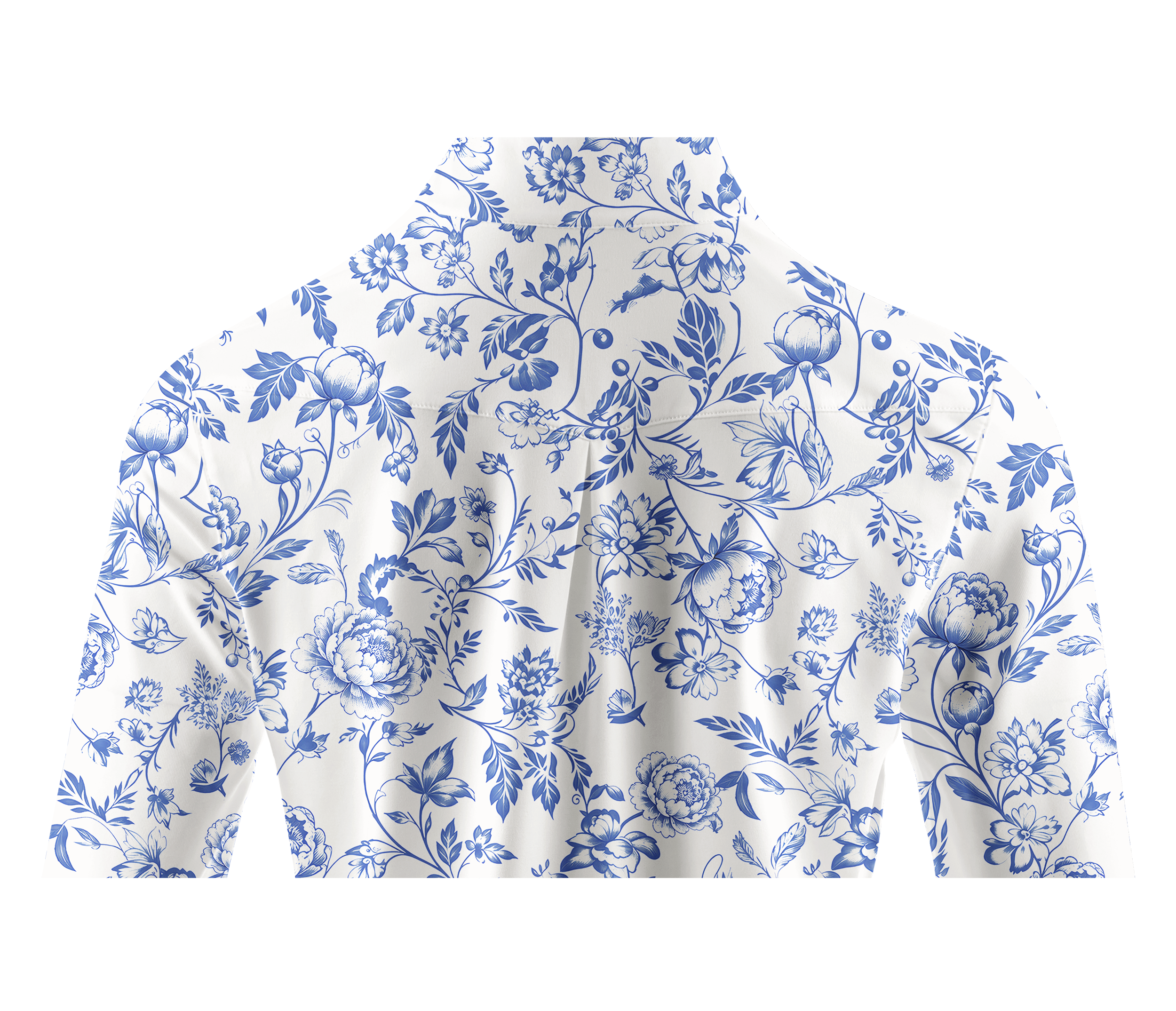 Cherryswing Women's Porcelain Peony Pattern Long Sleeve Golf Shirt