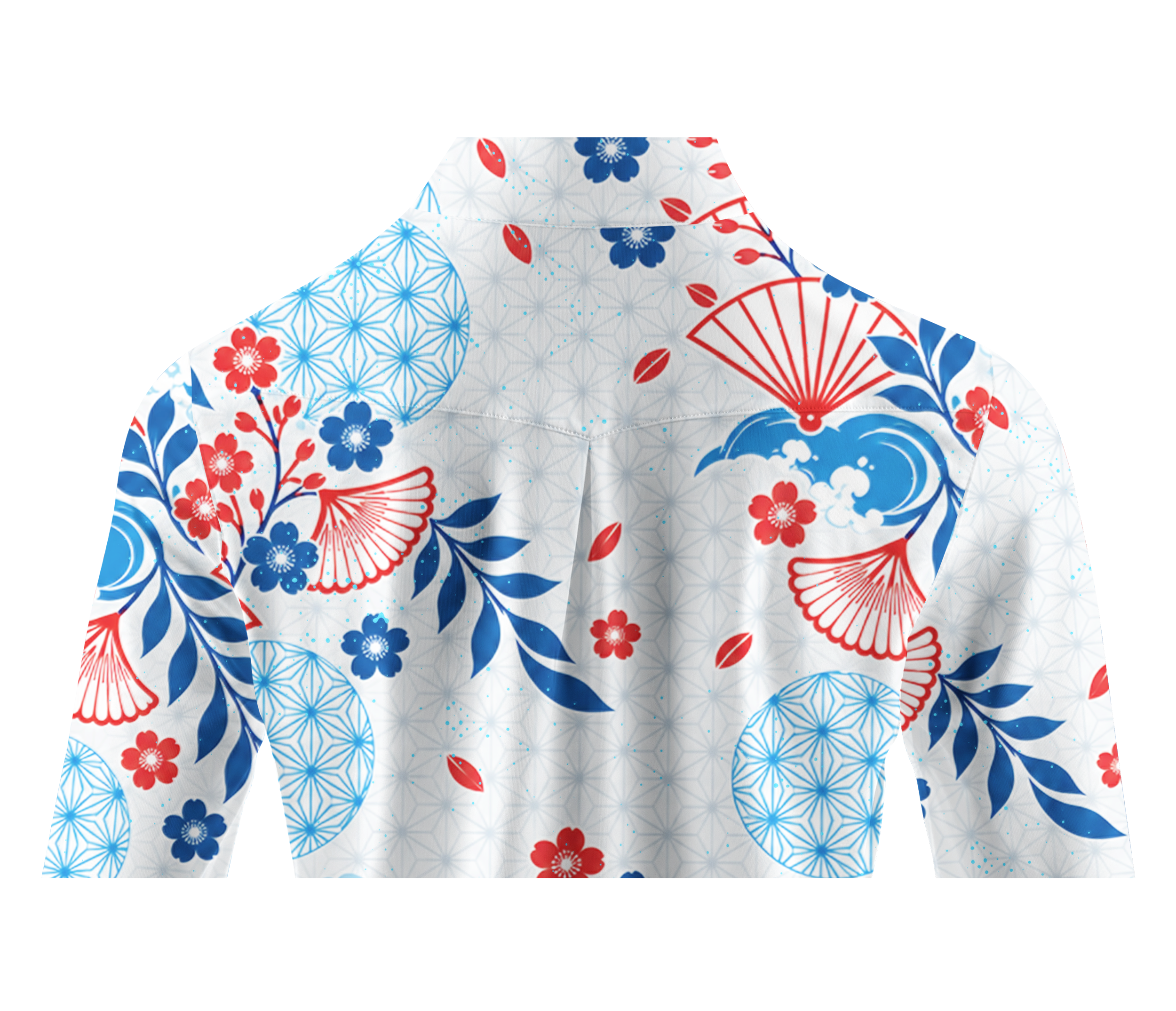 Cherryswing Women's Japanese Wave Sakura Pattern Long Sleeve Golf Shirt