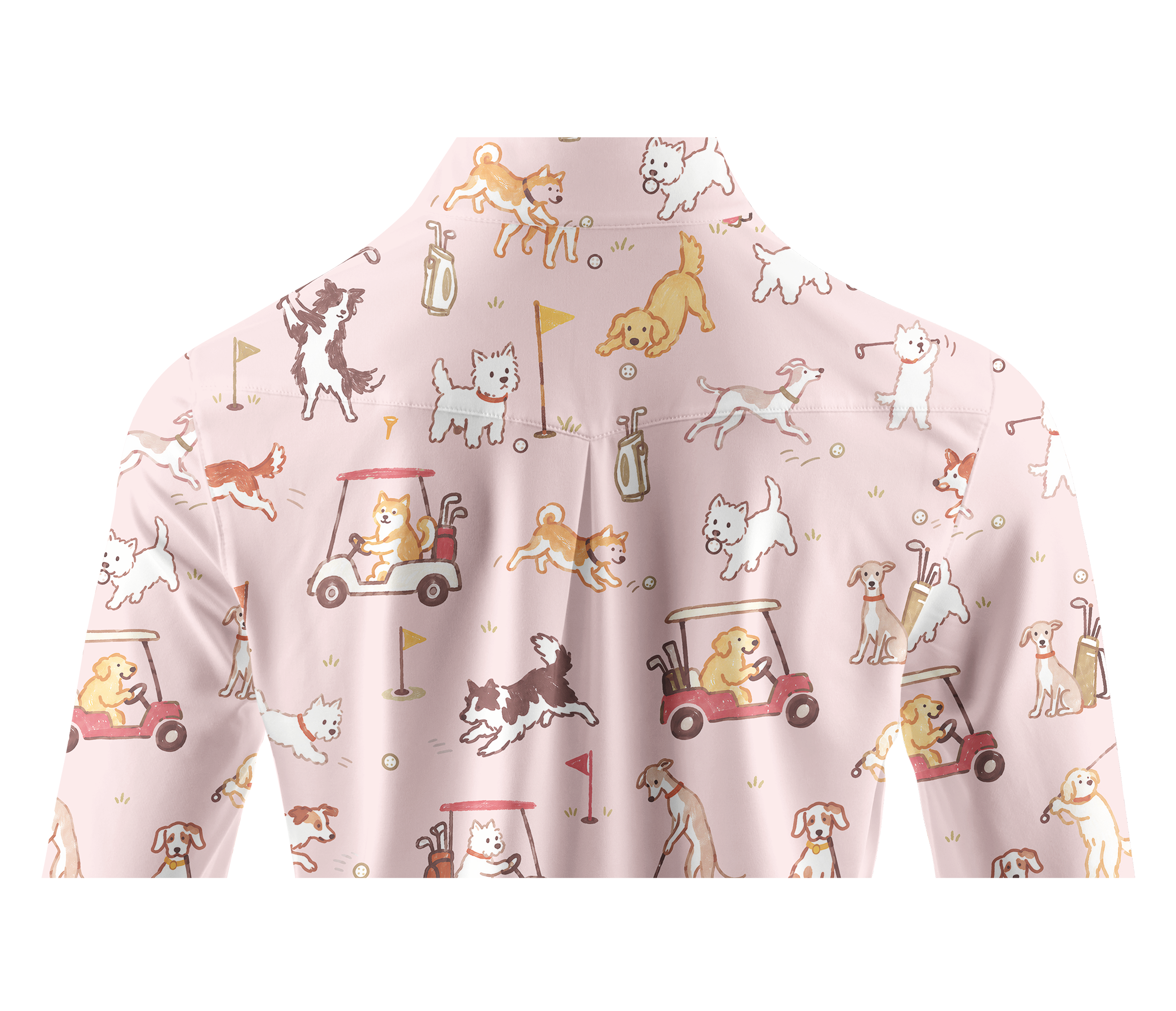 Cherryswing Women's Cute Golf Pup Novelty Print Long Sleeve Golf Shirt