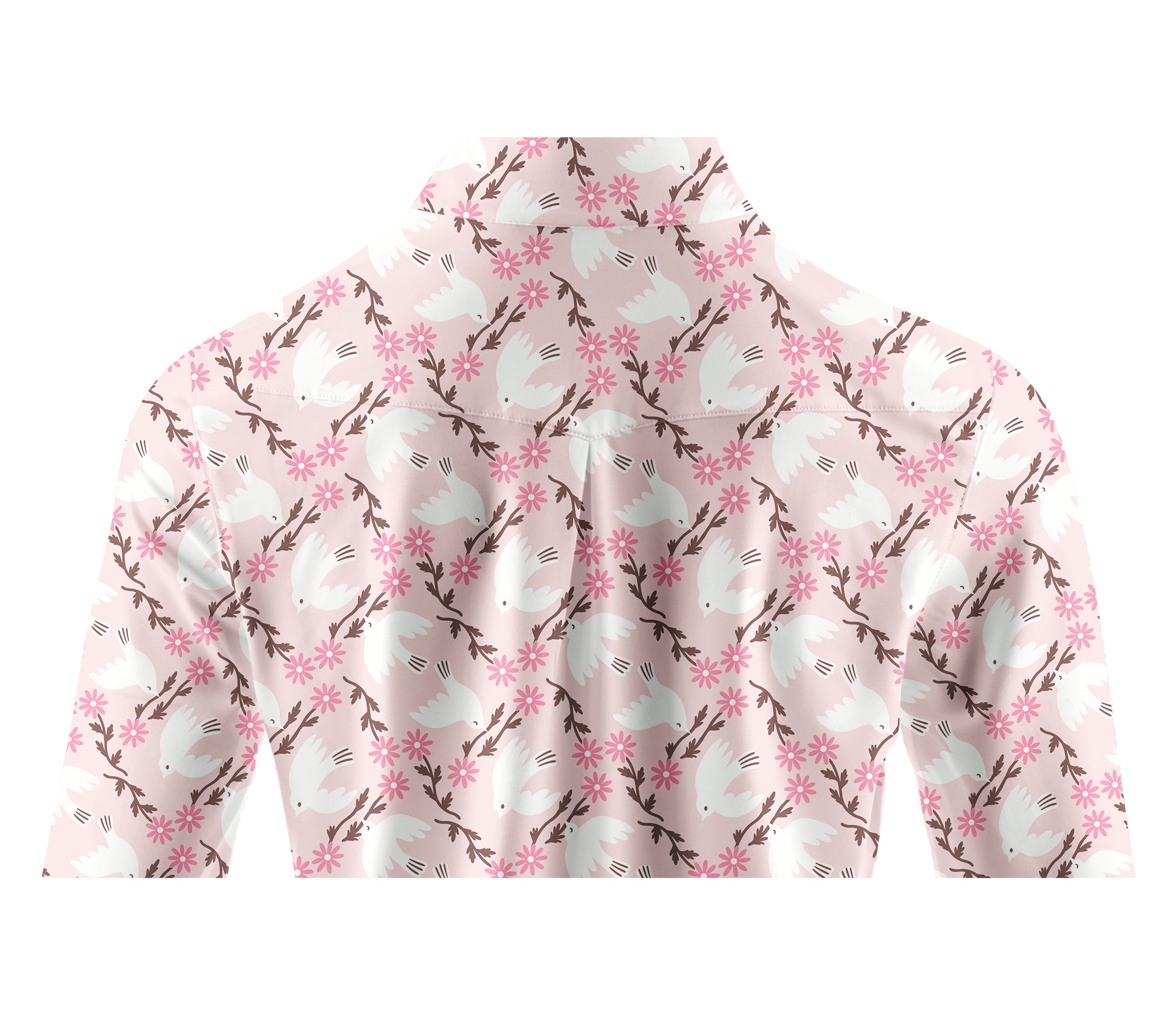 Cherryswing Women's Flying Birds and Blossoms Long Sleeve Golf Shirt