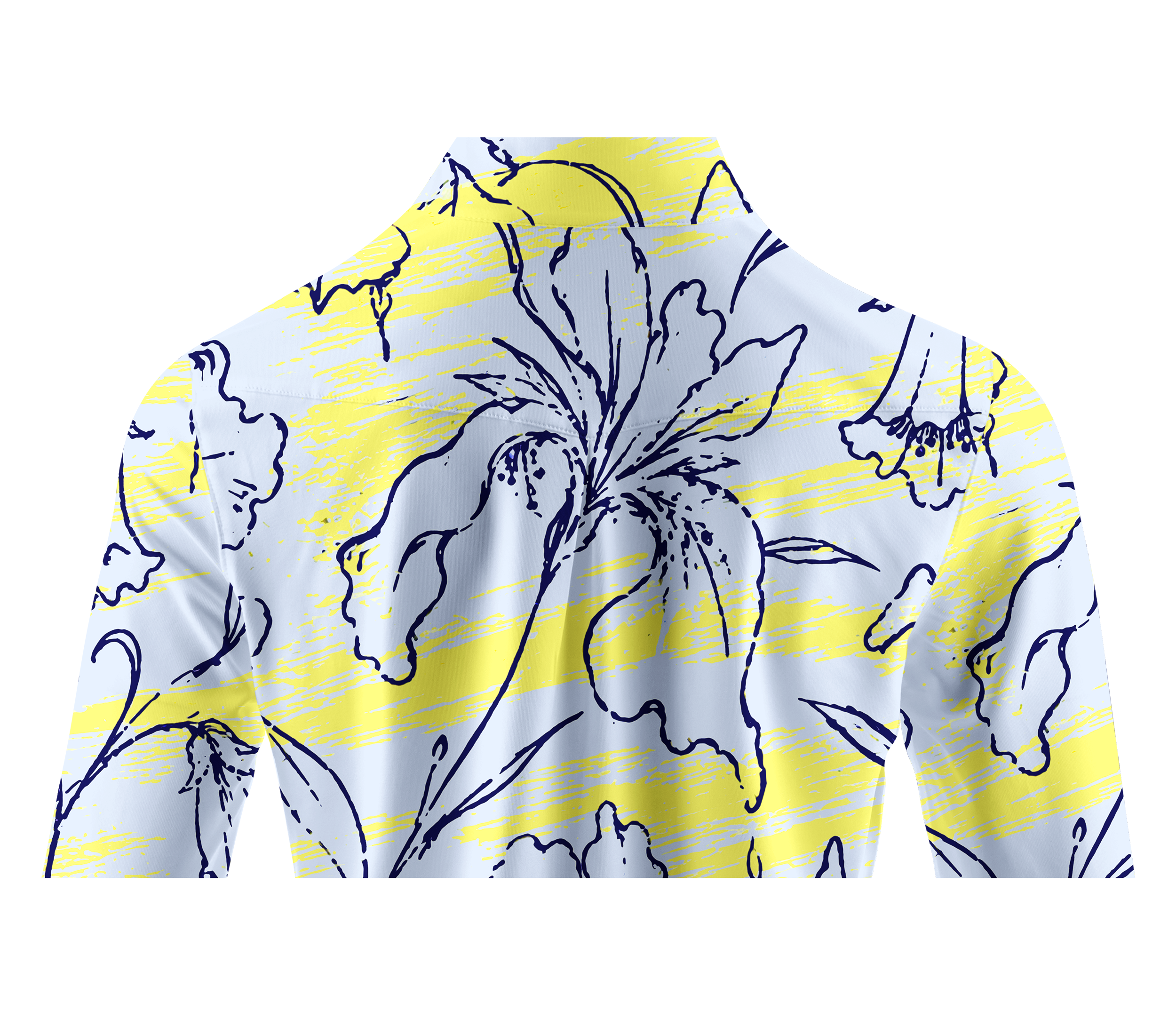 Cherryswing Women's Lemon Yellow Line Art Floral Long Sleeve Golf Shirt