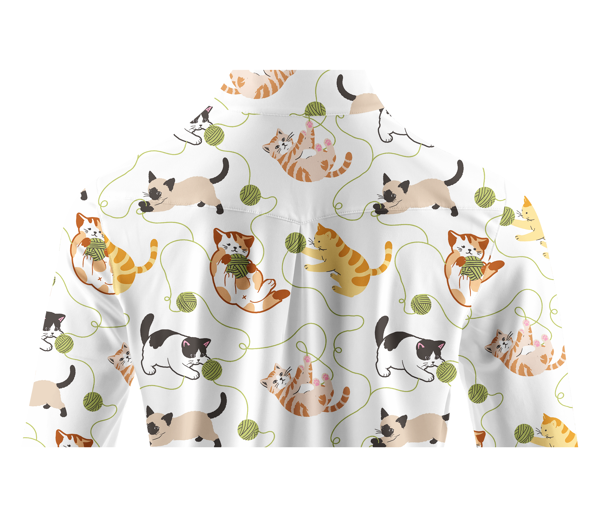 Cherryswing Women's Playful Cute Cat Print Long Sleeve Golf Shirt