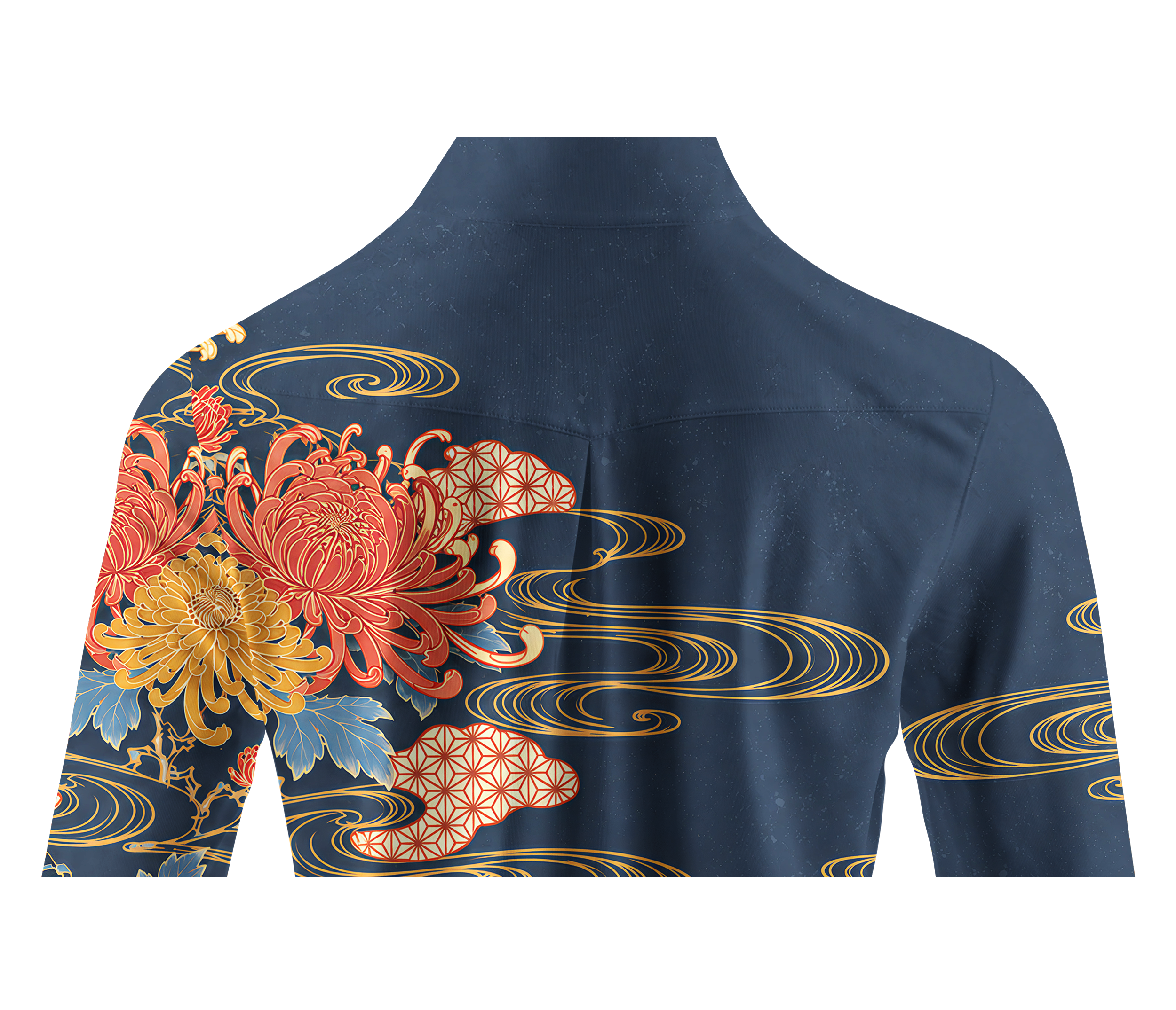 Cherryswing Women's Oriental Golden Chrysanthemum Long Sleeve Golf Shirt
