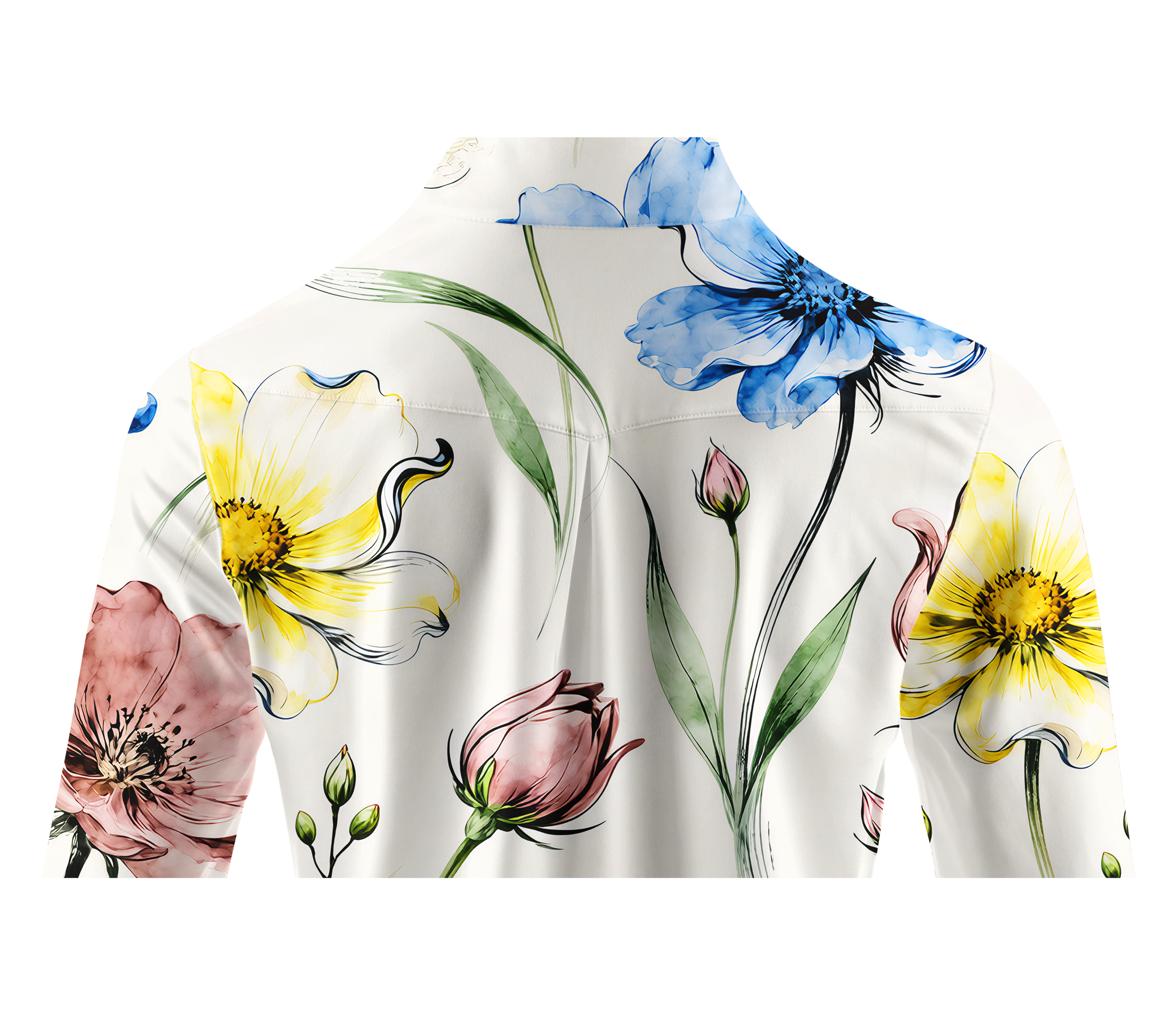 Cherryswing Women's Fresh Watercolor Floral Long Sleeve Golf Shirt