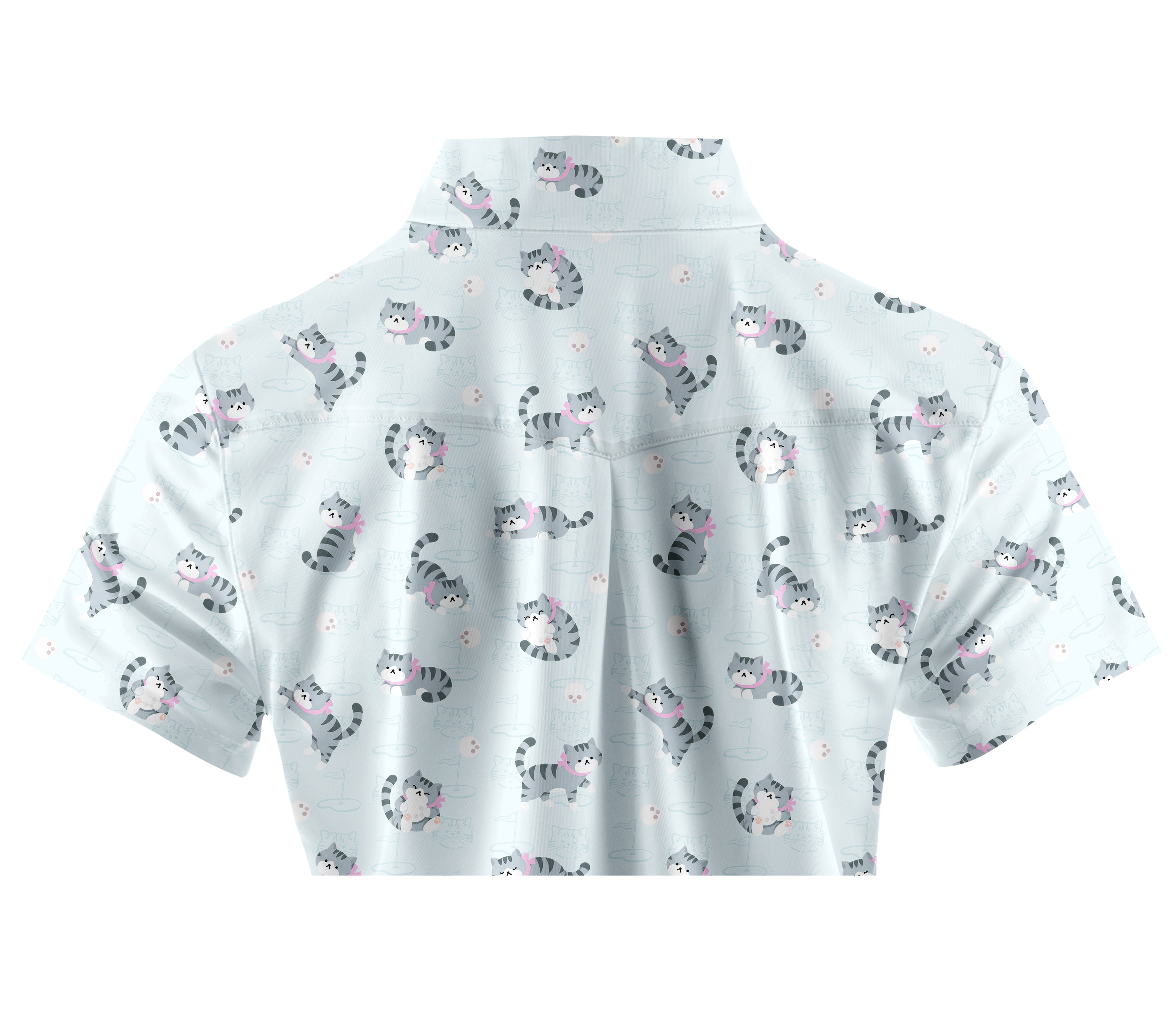 Cherryswing Women's Playful Cat Novelty Print Short Sleeve Golf Shirt