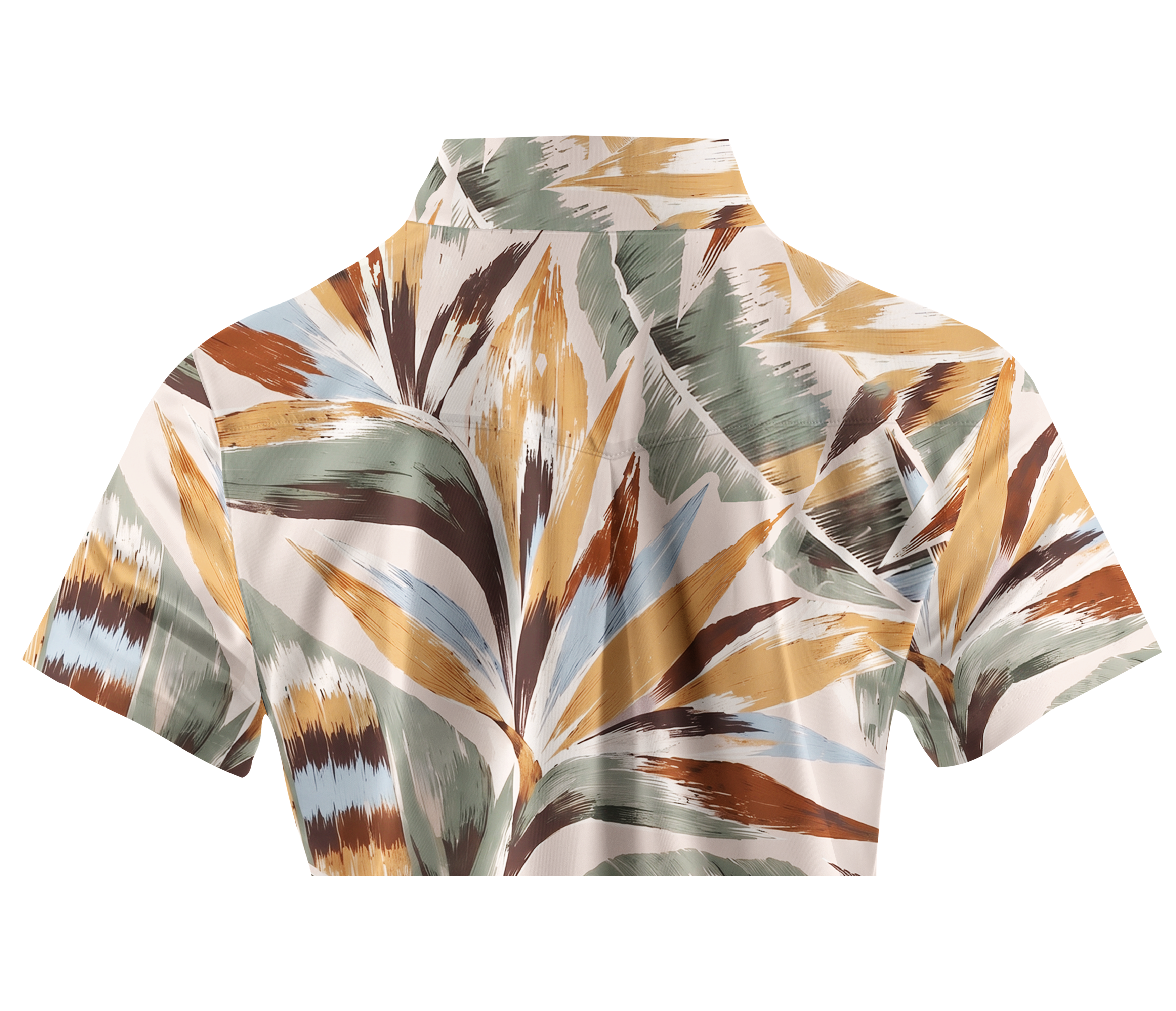 Cherryswing Women's Bold Brushstroke Tropical Leaf Short Sleeve Golf Shirt