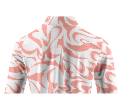 Cherryswing Women's Coral Bloom Abstract Long Sleeve Polo Shirt