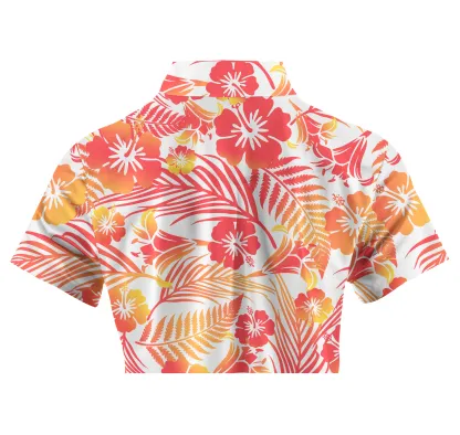 Cherryswing Women's Tropical Blossom Short Sleeve Golf Polo Shirt