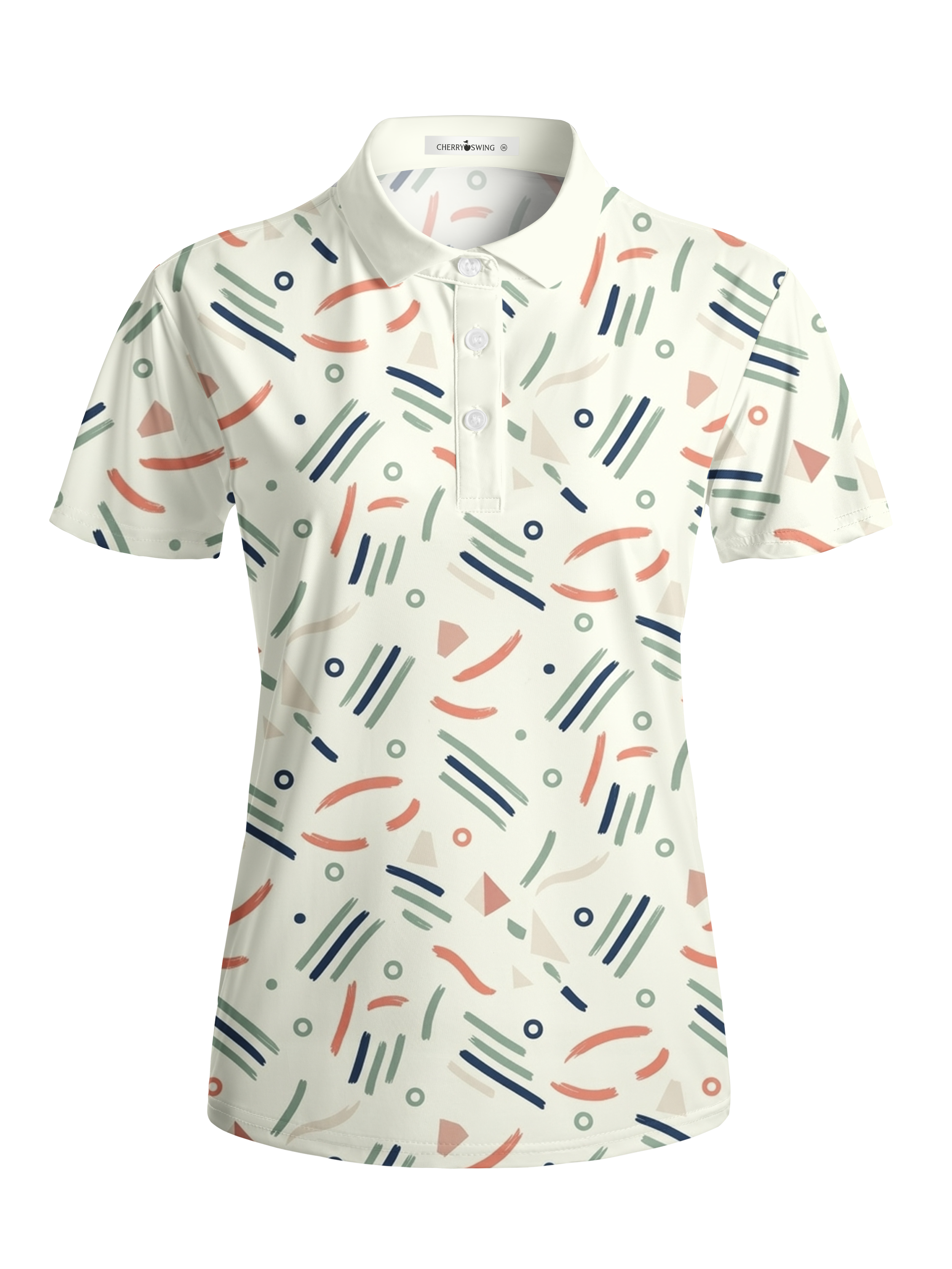 Cherryswing Women's Abstract Brushstroke Short Sleeve Golf Shirt