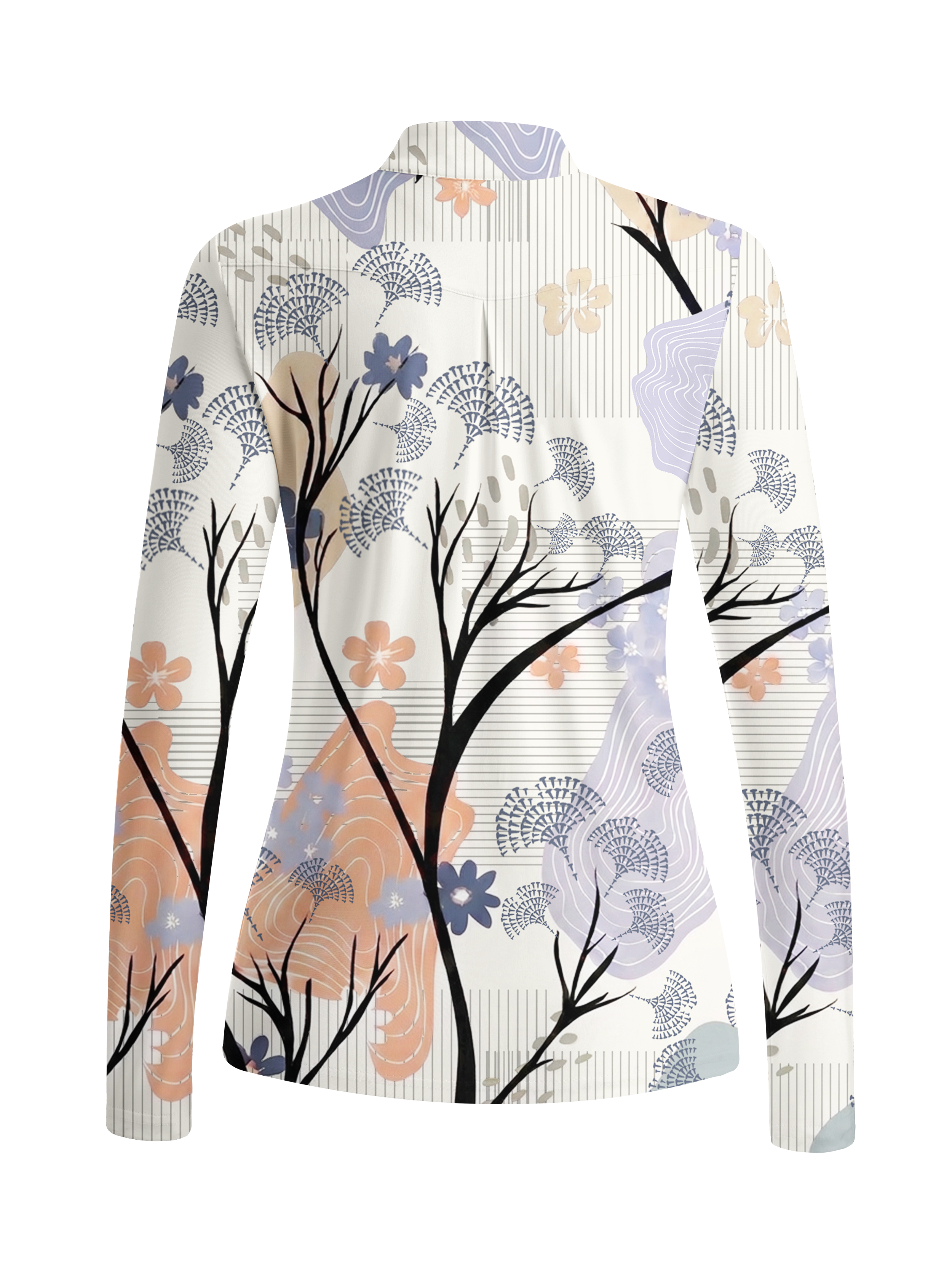 Cherryswing Women's Serene Abstract Garden Long Sleeve Golf Shirt