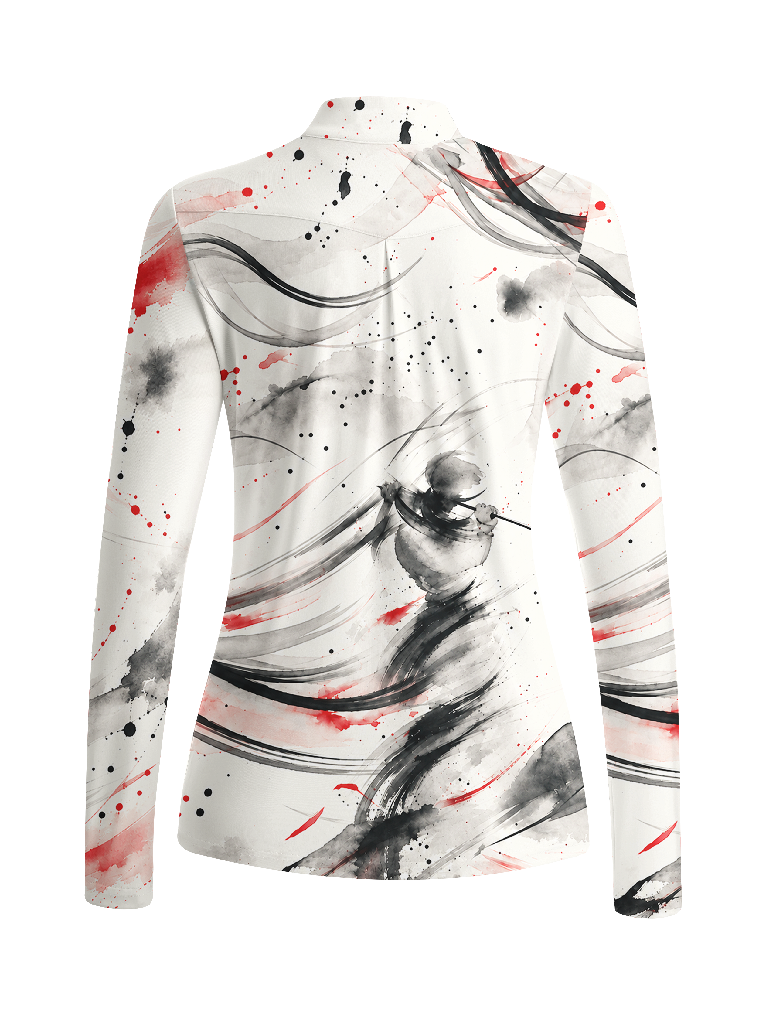 Cherryswing Women's Expressive Ink Splash Swing Long Sleeve Golf Shirt