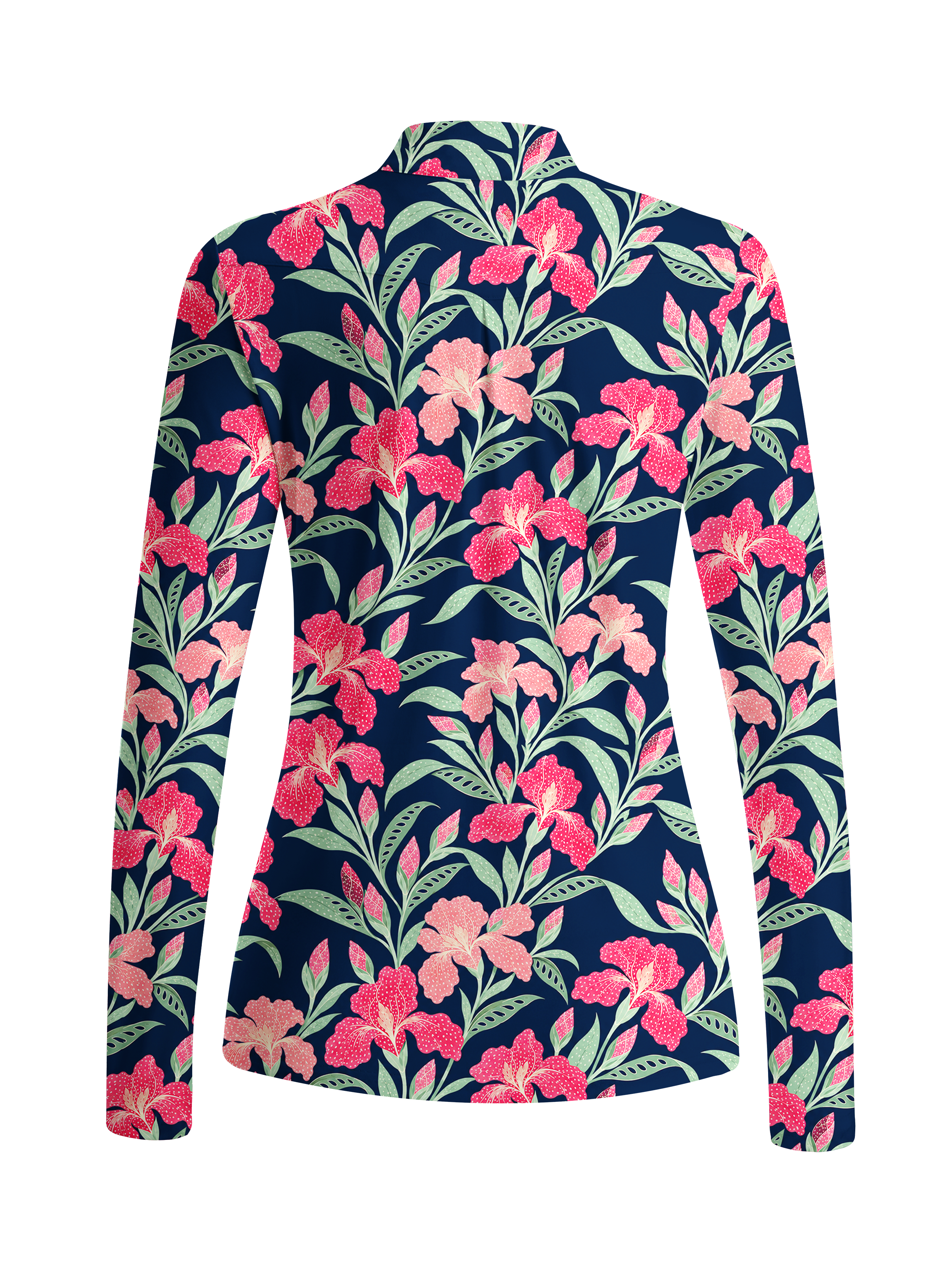 Cherryswing Women's Graphic Botanical and Leafy Pattern Long Sleeve Golf Shirt