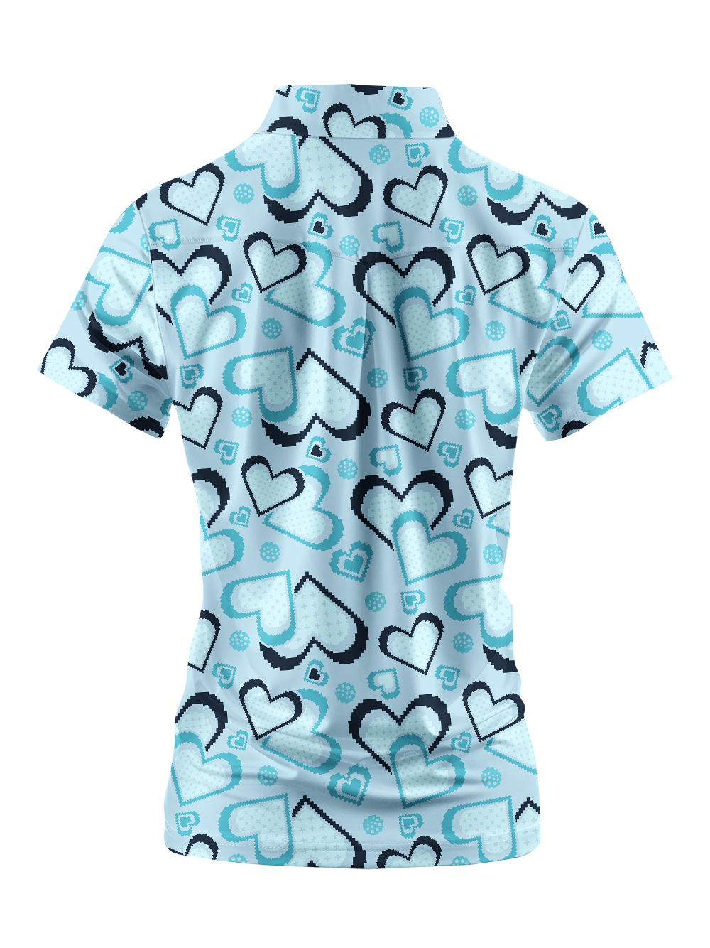 Cherryswing Women's Retro Pixel Heart Short Sleeve Golf Shirt