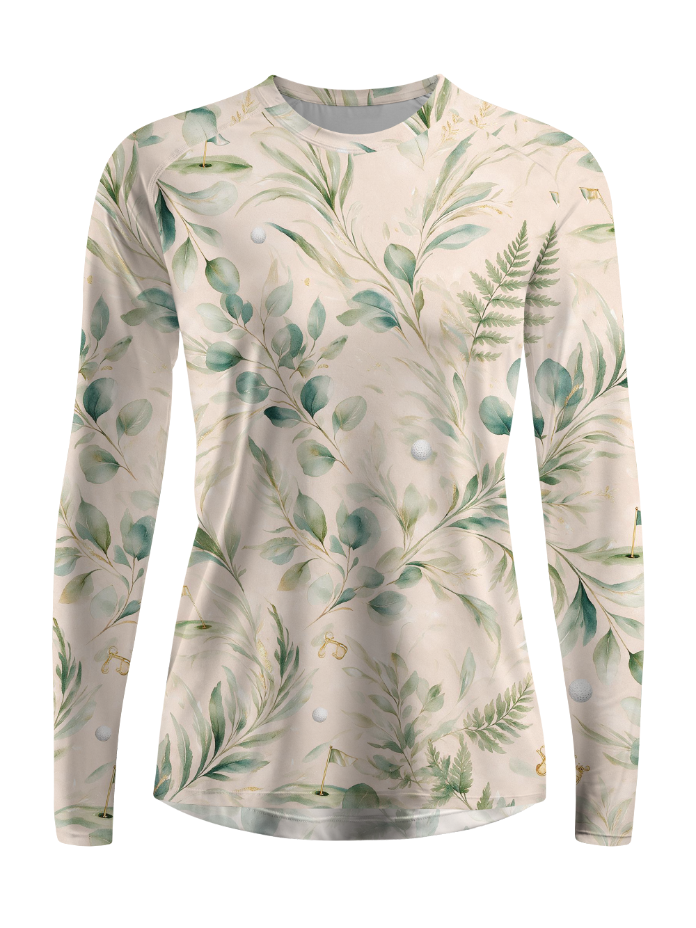 Cherryswing Women's Gradient Color FlowersLong Sleeve Golf Polo