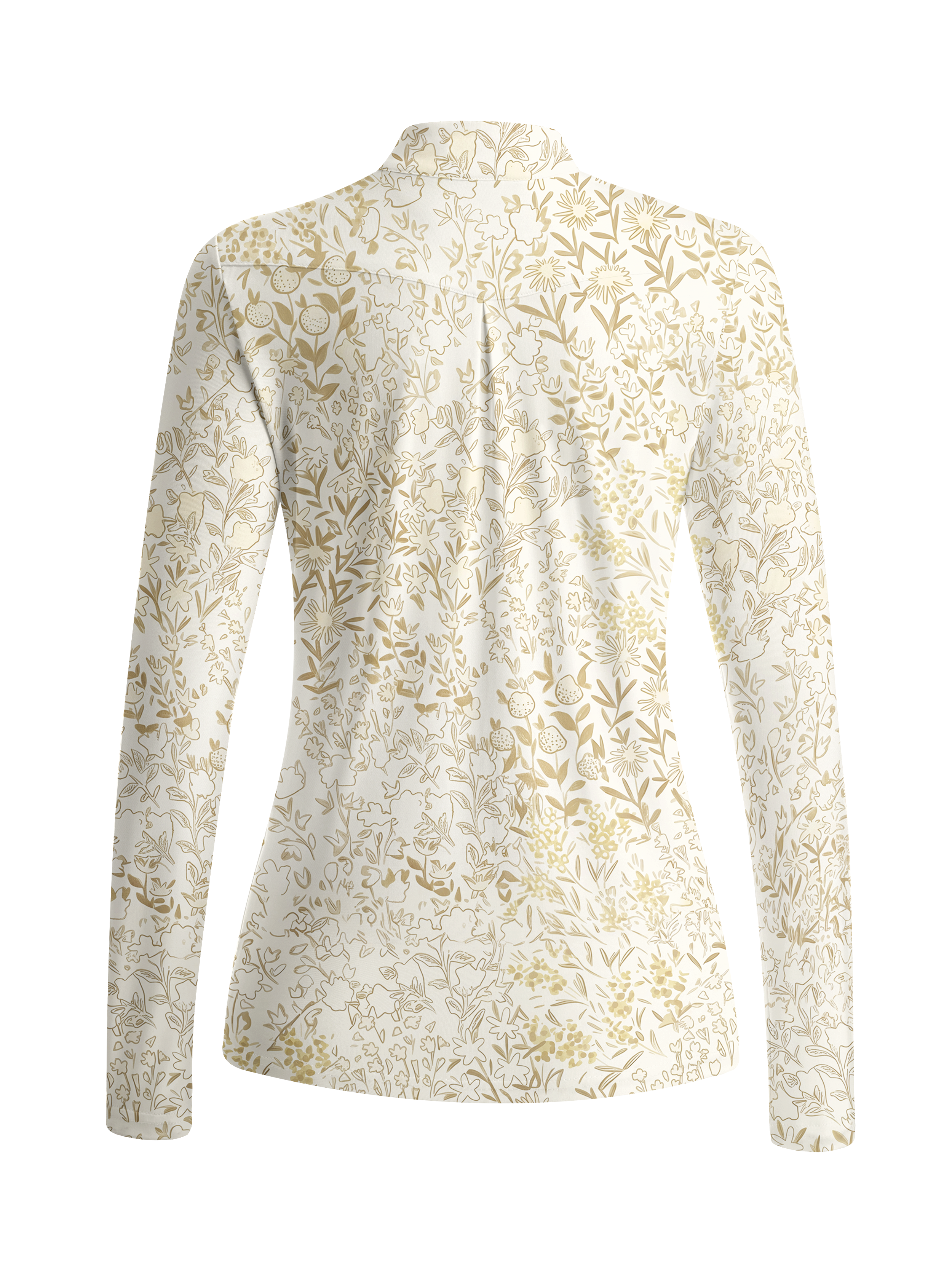 Cherryswing Women's Porcelain Botanical Sketch Long Sleeve Golf Shirt