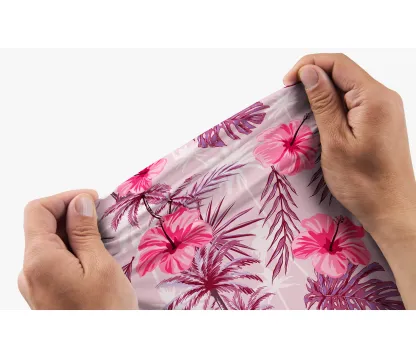 Cherryswing Tropical Hibiscuss Motif Men's Polo Shirt