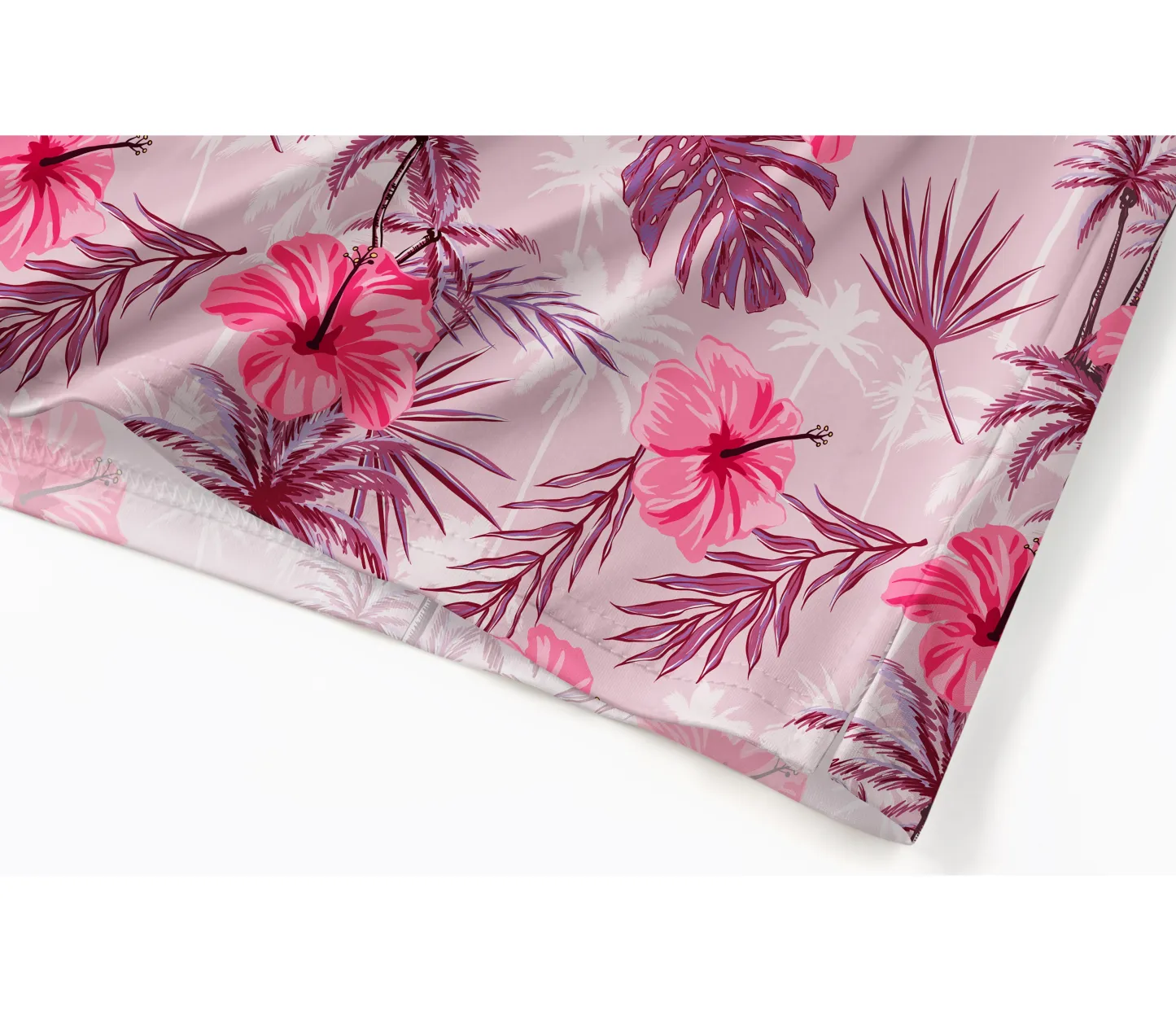 Cherryswing Tropical Hibiscuss Motif Men's Polo Shirt