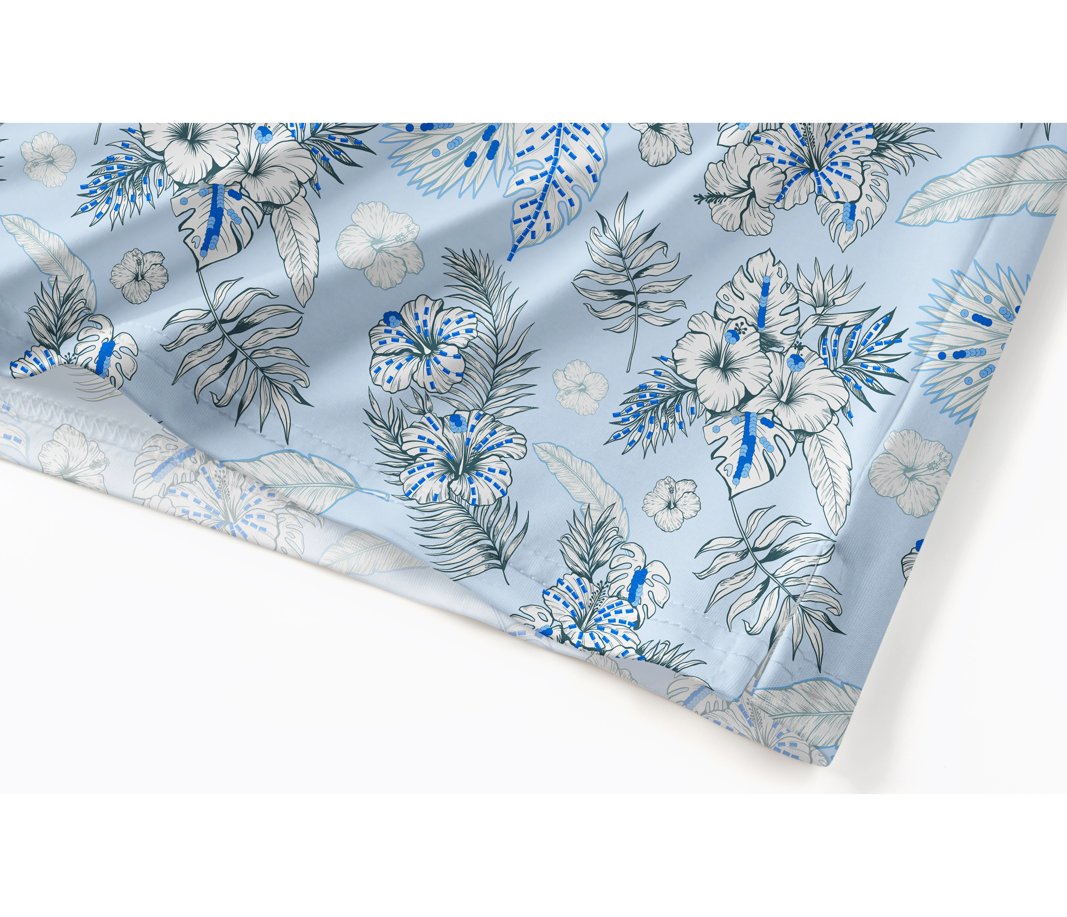 Cherryswing Blue and White Flowers Men's Polo Shirt