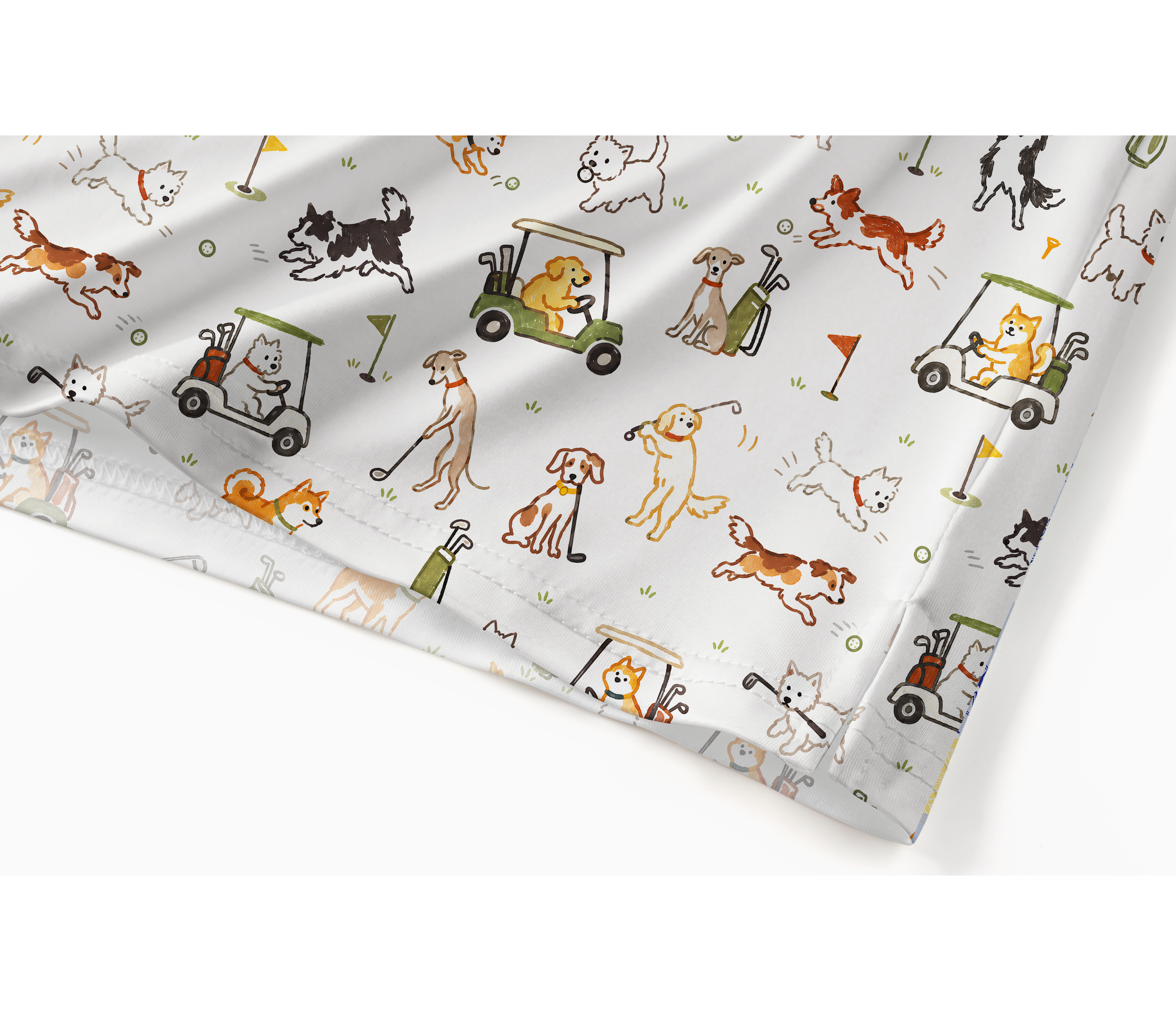 Cherryswing Cute Golf Pup Novelty Print Men's Polo Shirt