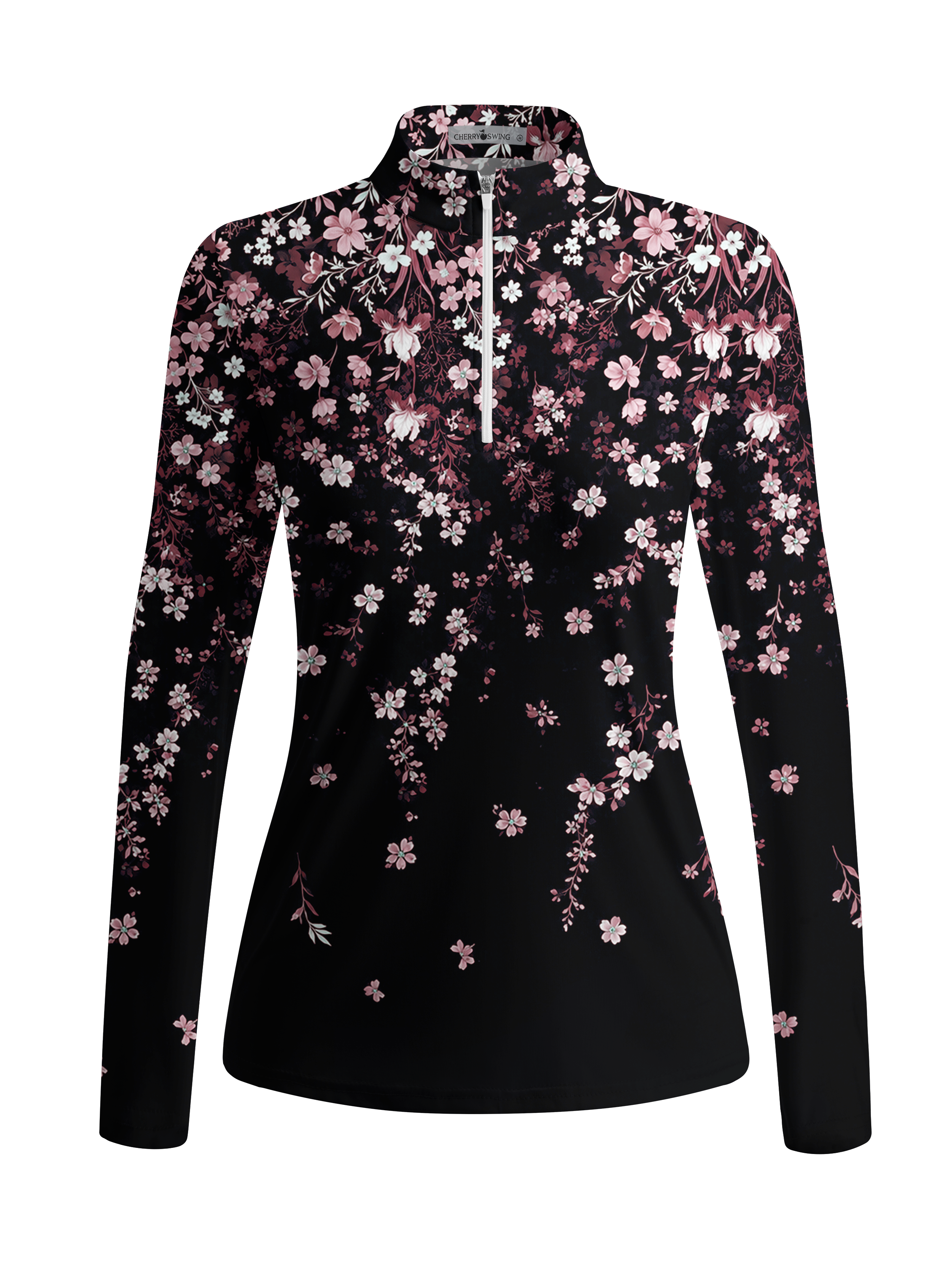 Cherryswing Women's Midnight Floral Long Sleeve Golf Shirt