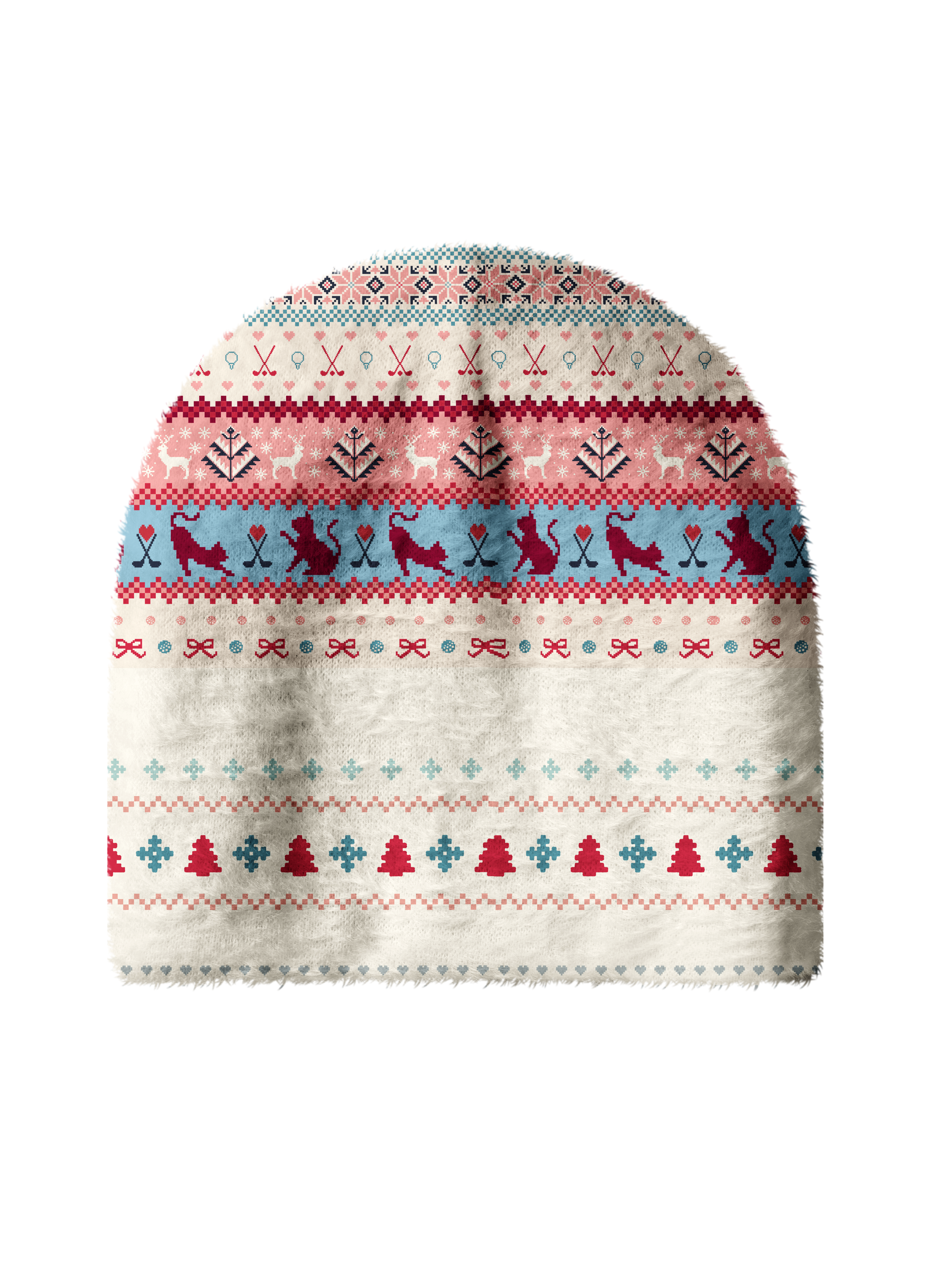 Cherryswing Women's Festive Nordic Cat and Golf Cozy Knit Golf Beanie