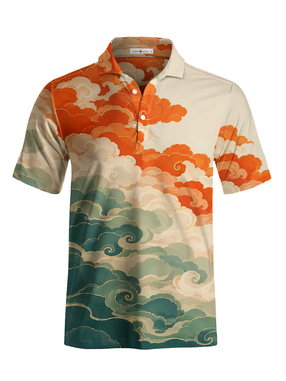 Cherryswing Oriental Auspicious Cloud Men's Polo Shirt