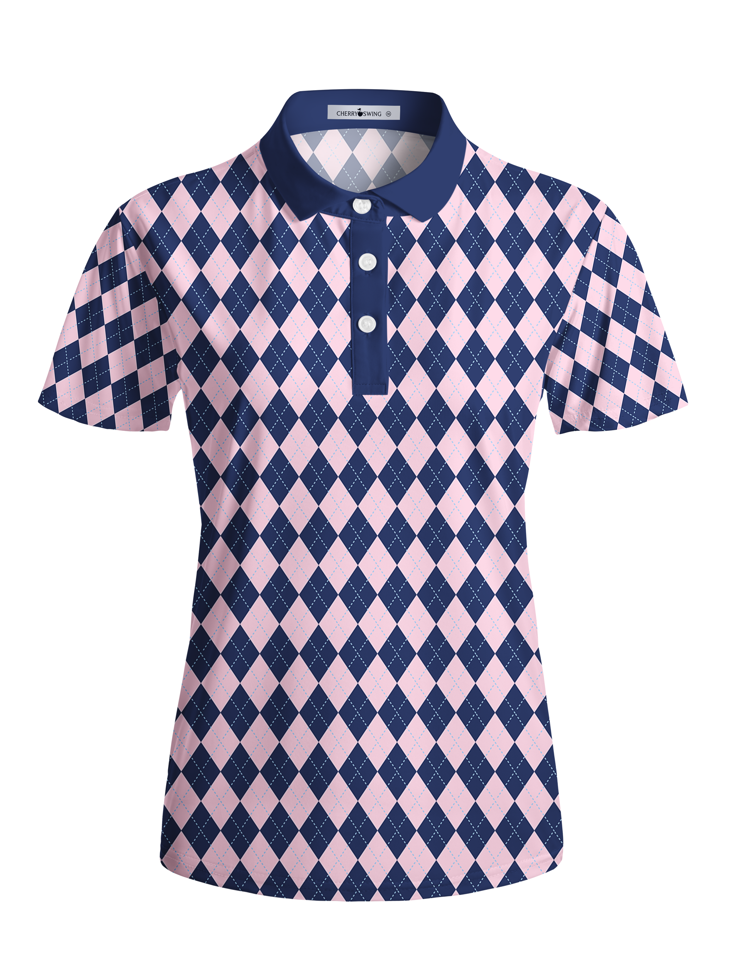 Cherryswing Women's Classic Argyle Patterns Short Sleeve Classic Golf Polo