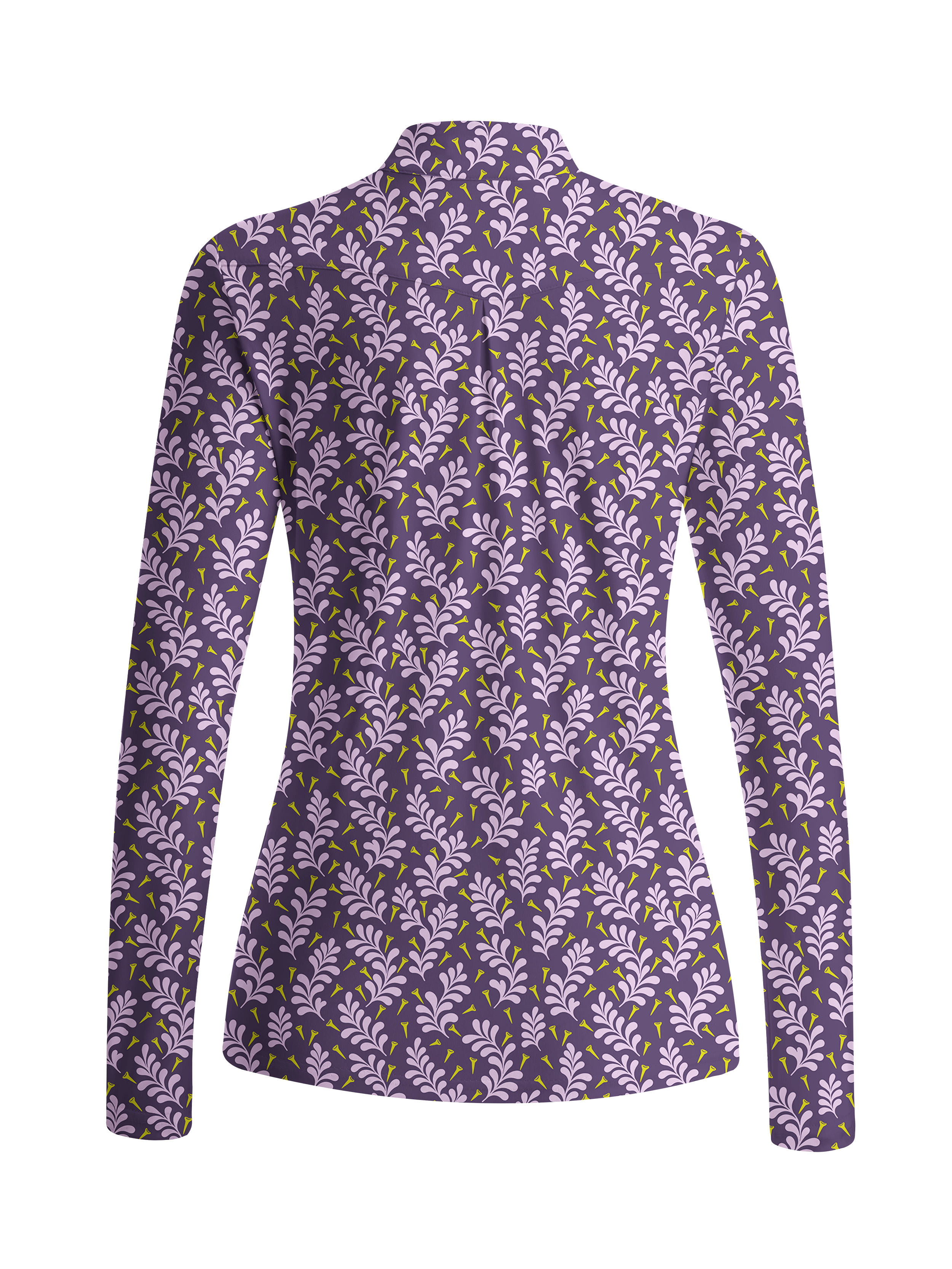 Cherryswing Women's Whimsical Tee and Leaf Pattern Long Sleeve Golf Shirt