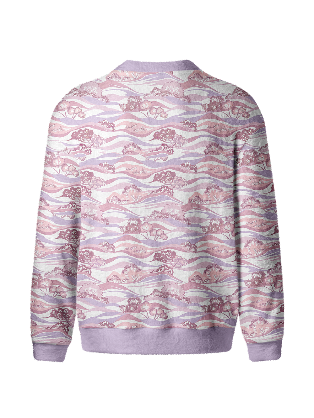 Cherryswing Wavy Landscape Tree Men's Cardigan Knit Sweaters