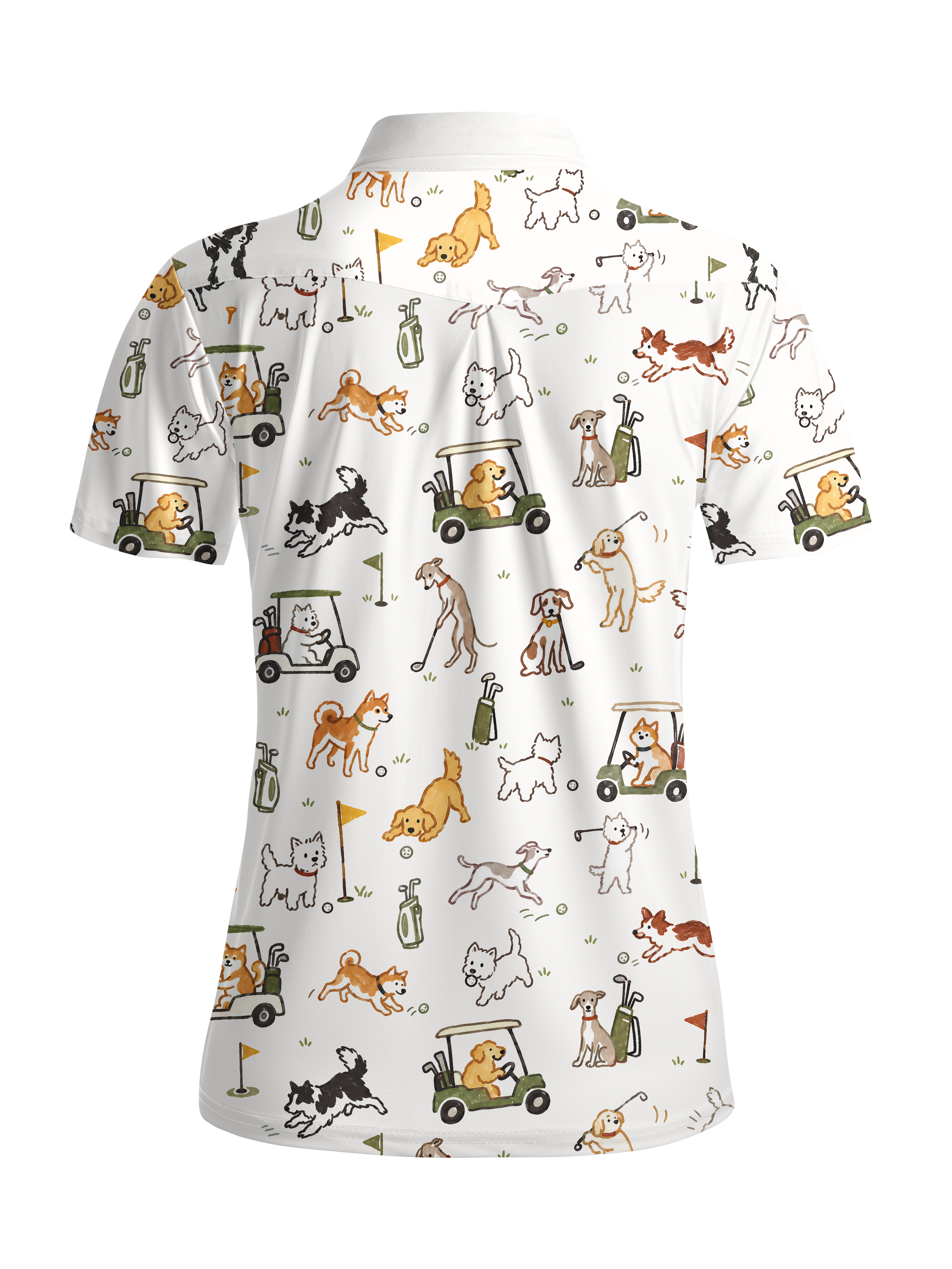 Cherryswing Women's Cute Golf Pup Novelty Print Short Sleeve Classic Golf Polo