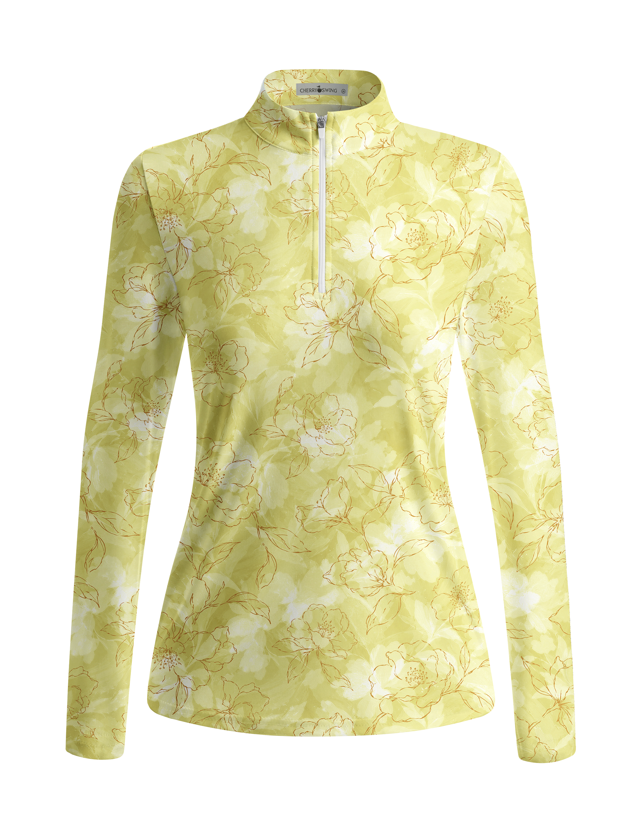 Cherryswing Women's Botanical Floral Pattern Long Sleeve Golf Shirt
