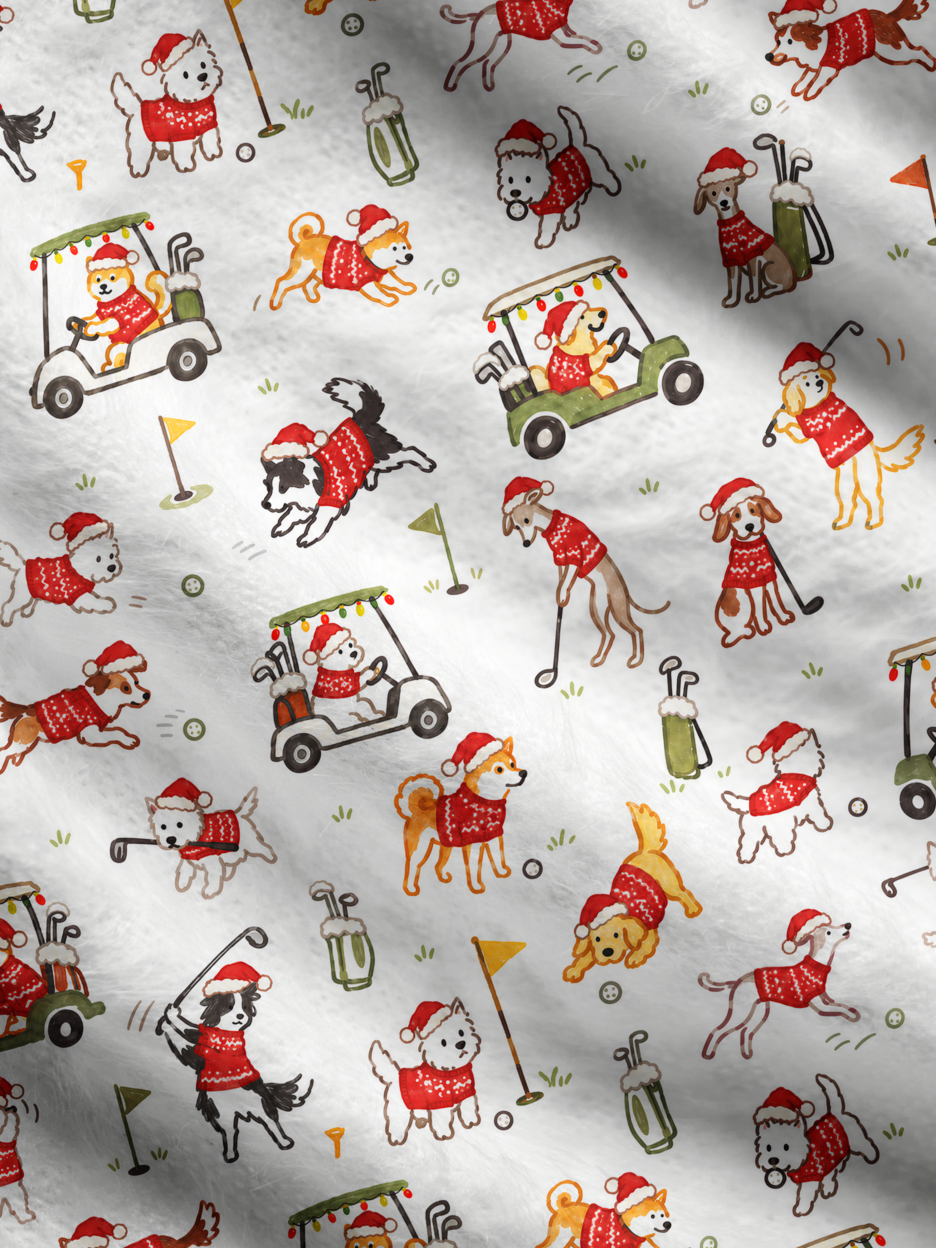 Cherryswing Festive Pet Golf Print Men's Cardigan Knit Sweaters