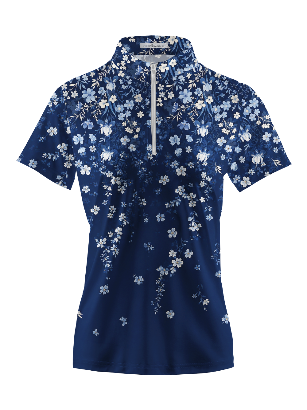 Cherryswing Women's Midnight Floral Short Sleeve Golf Shirt