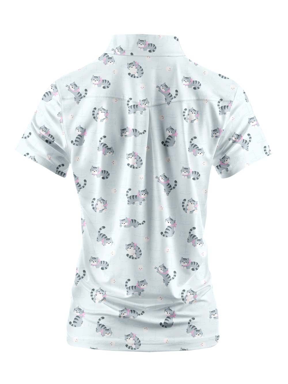 Cherryswing Women's Playful Cat Novelty Print Short Sleeve Golf Shirt