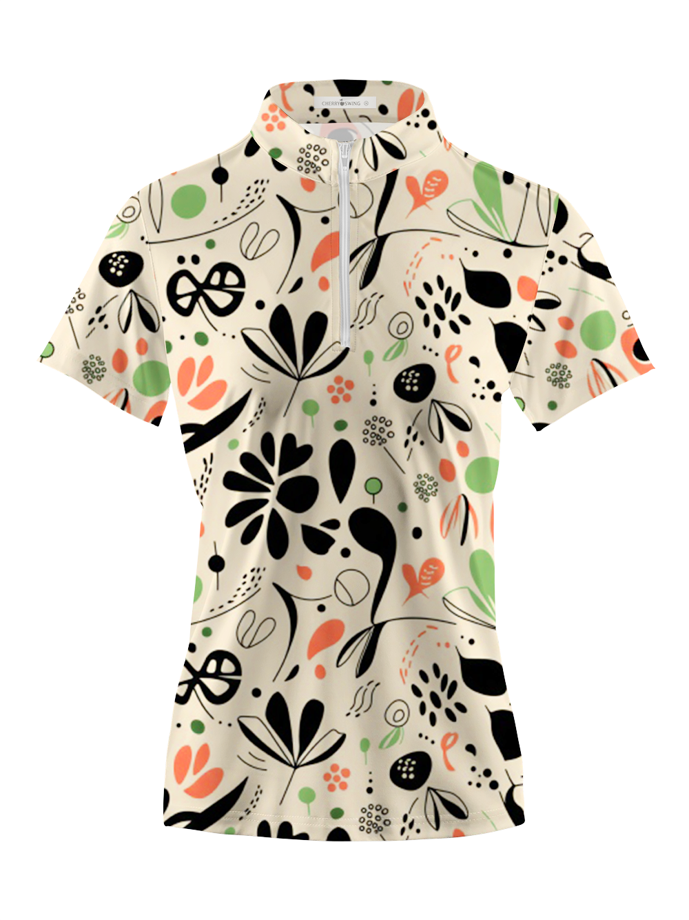 Cherryswing Women's Abstract Garden Short Sleeve Golf Shirt