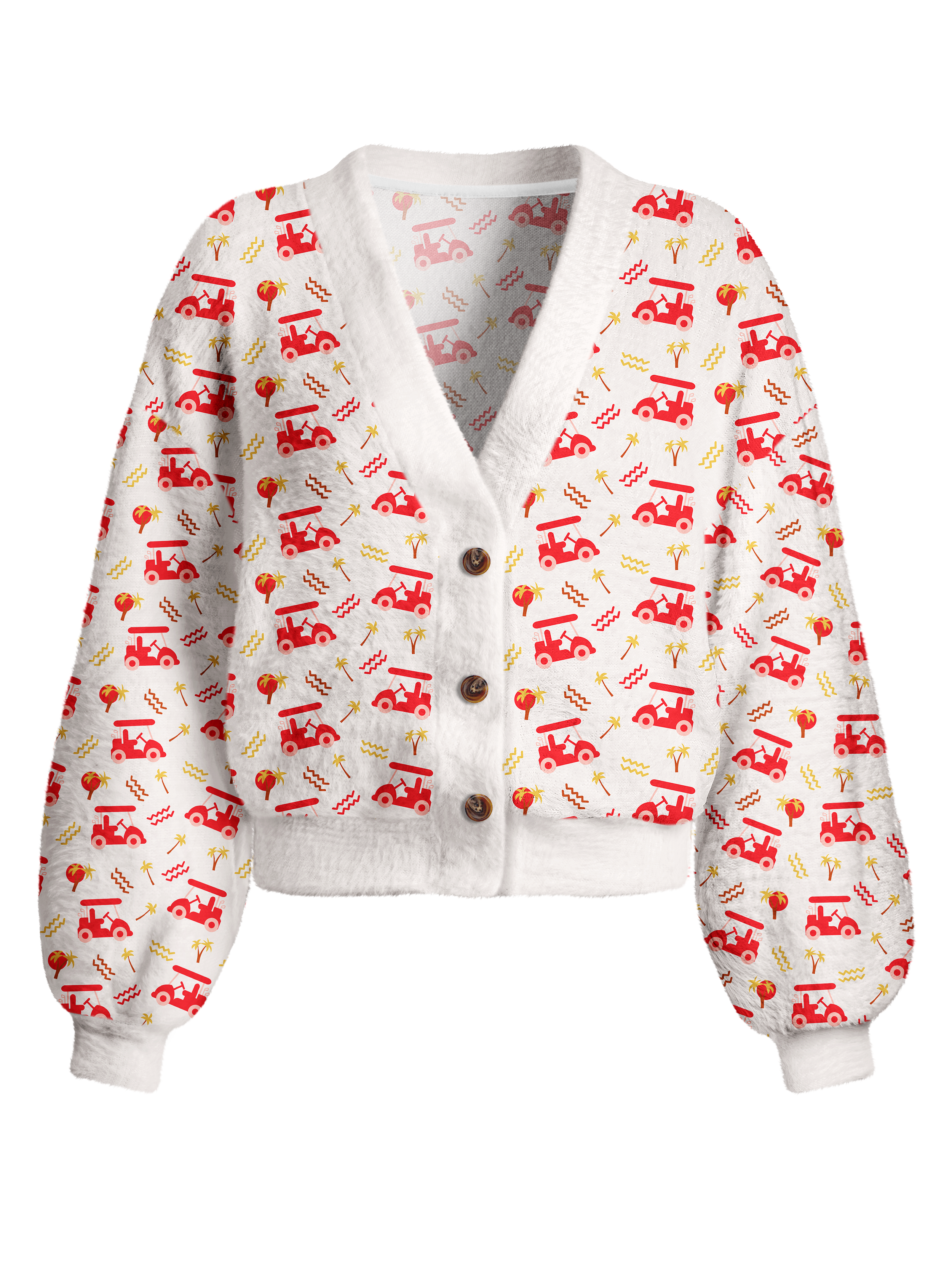 Cherryswing Women's Cart Cruise Fuzzy Knit Golf Cardigan