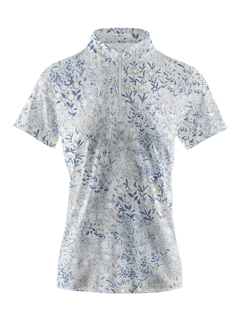 Cherryswing Women's Porcelain Botanical Sketch Short Sleeve Golf Shirt