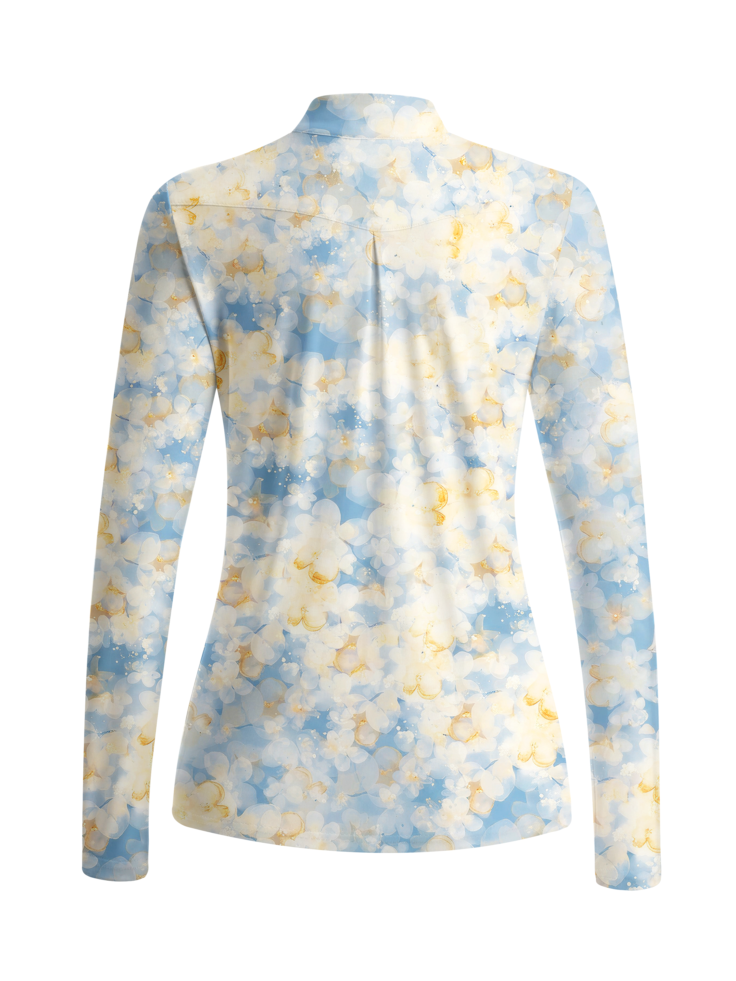 Cherryswing Women's Watercolor Blossom Long Sleeve Golf Shirt