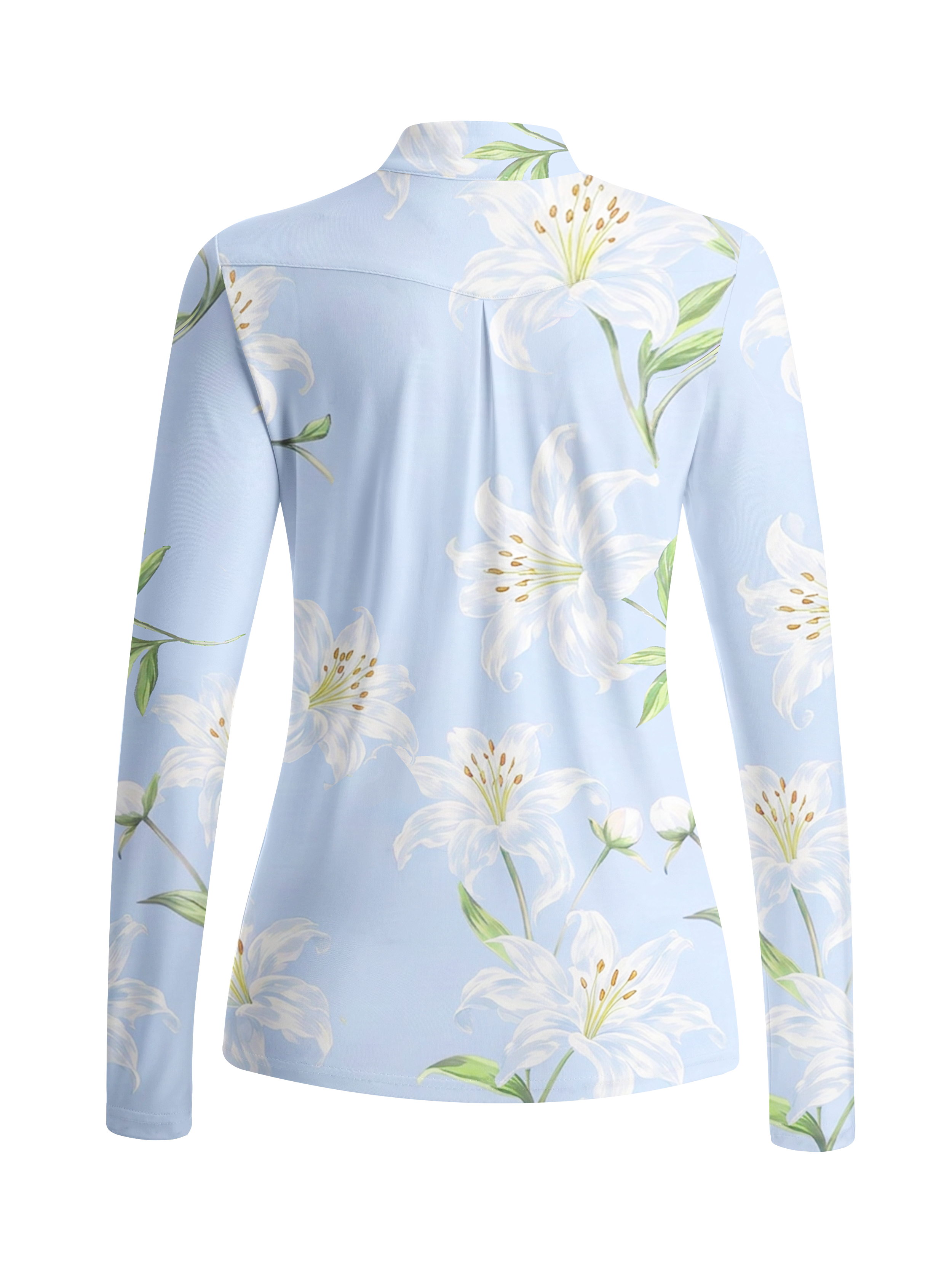 Cherryswing Women's Elegant Lily Print Long Sleeve Golf Shirt