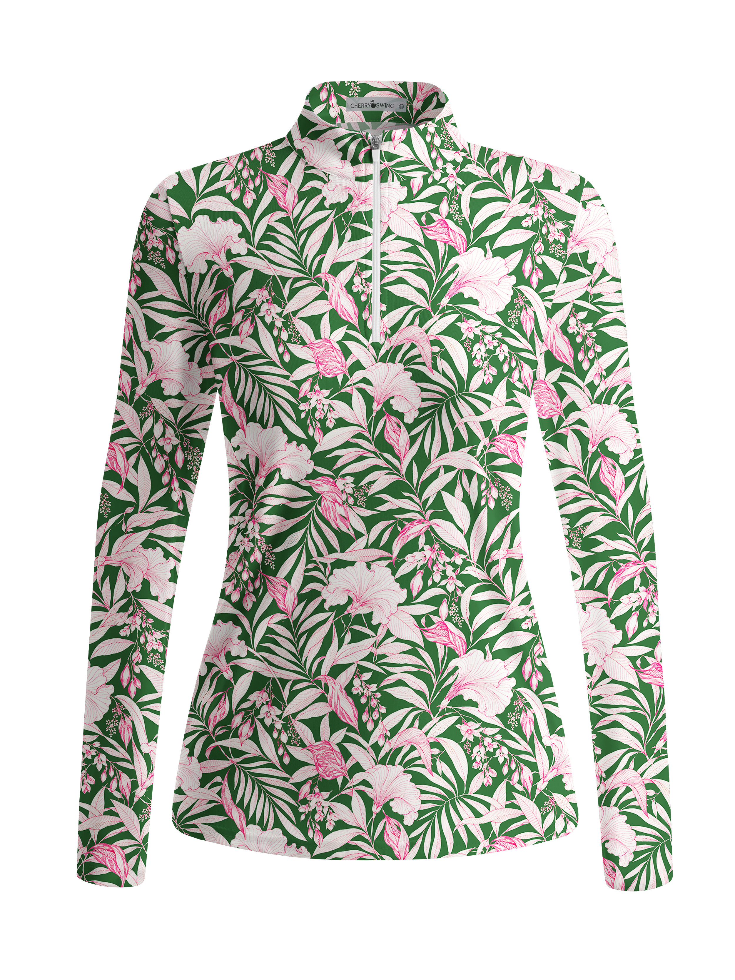 Cherryswing Women's Tropical Rainforest Floral Long Sleeve Golf Shirt