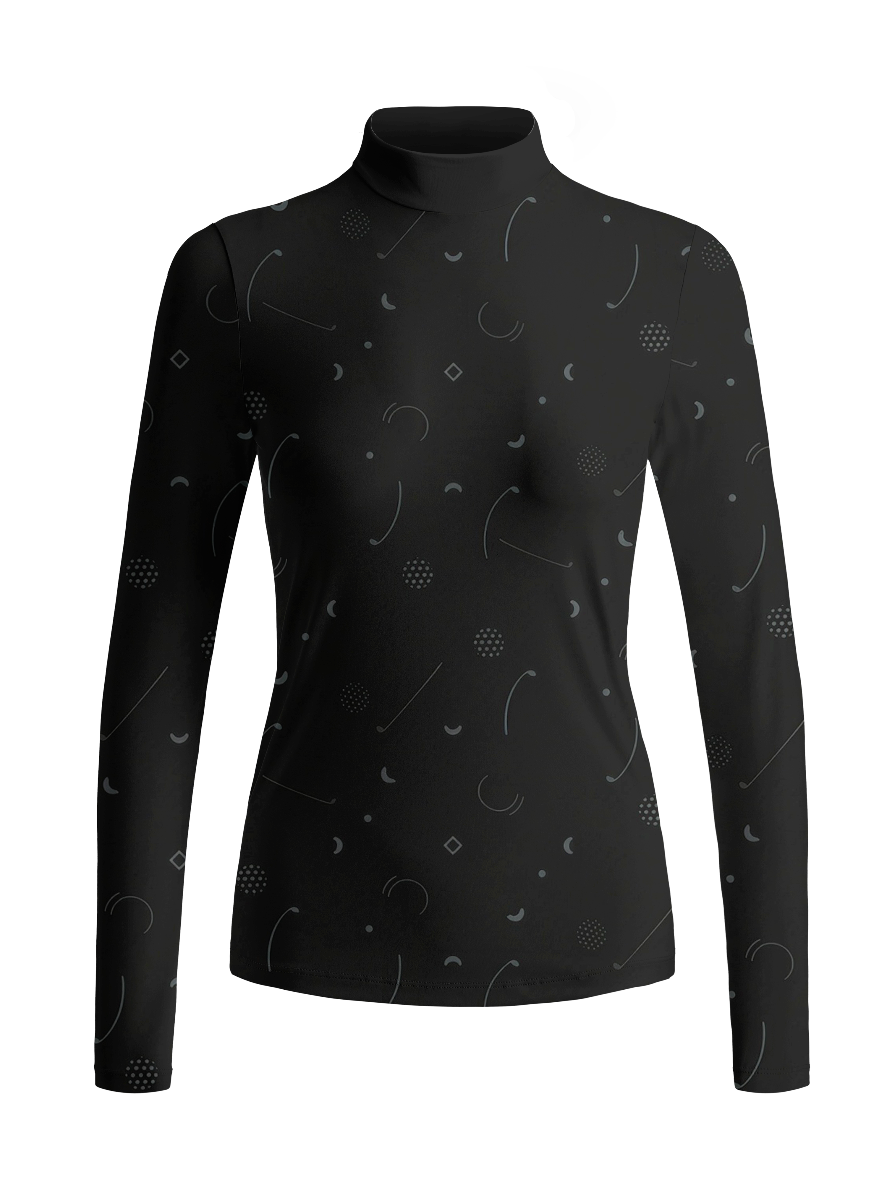 Cherryswing Women's Geometric Cosmic Print Long Sleeve Roll Neck Top