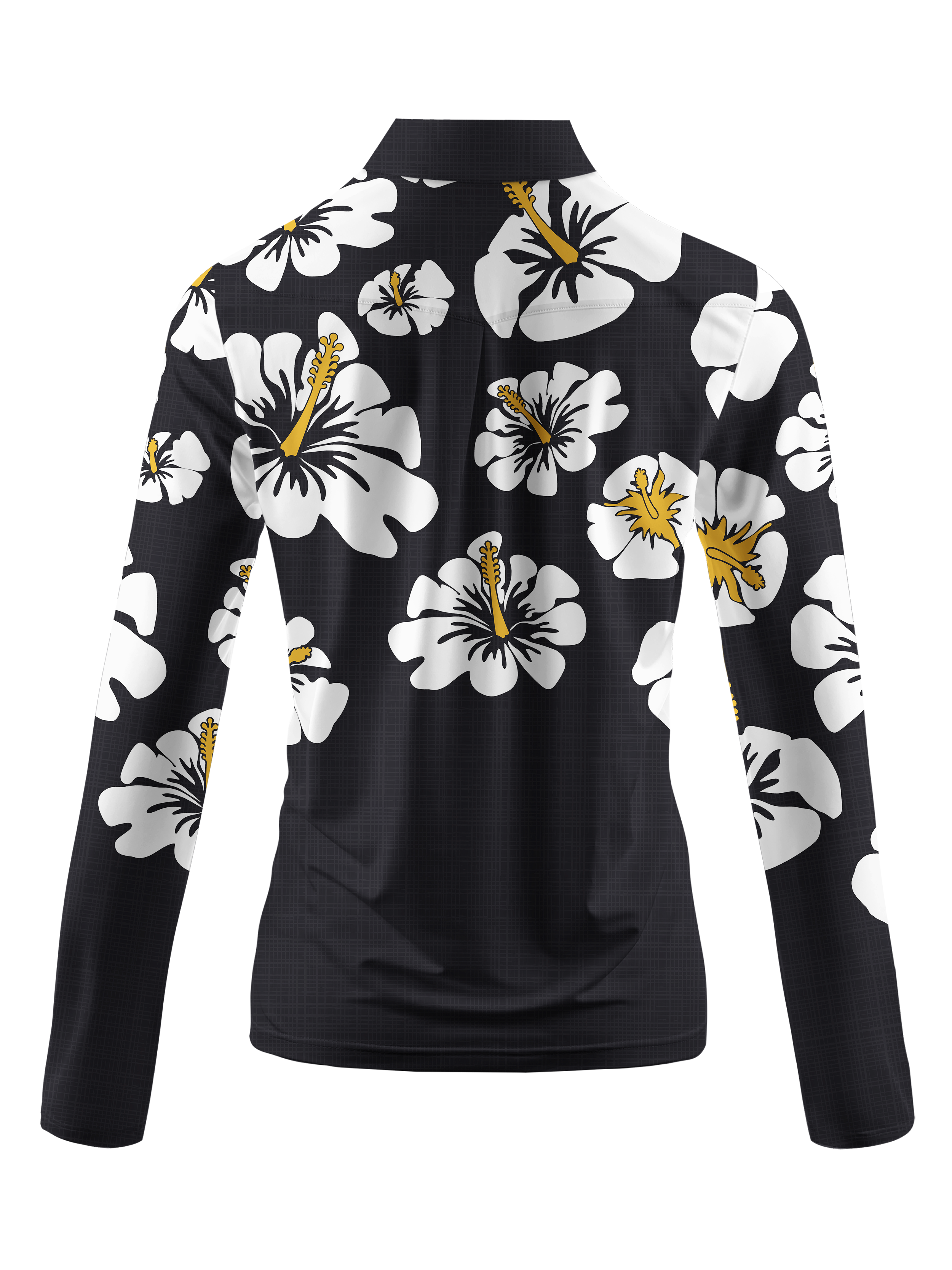 Cherryswing Women's Hibiscus Noir Long Sleeve Golf Shirt