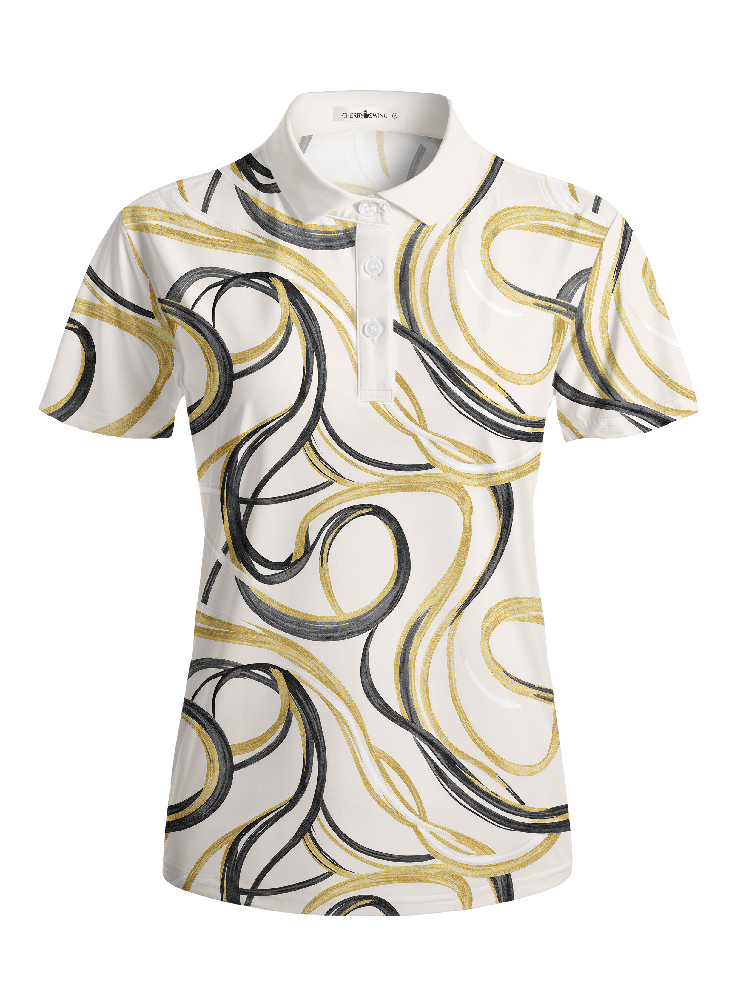 Cherryswing Women's Gilded Ink Swirl Short Sleeve Golf Shirt