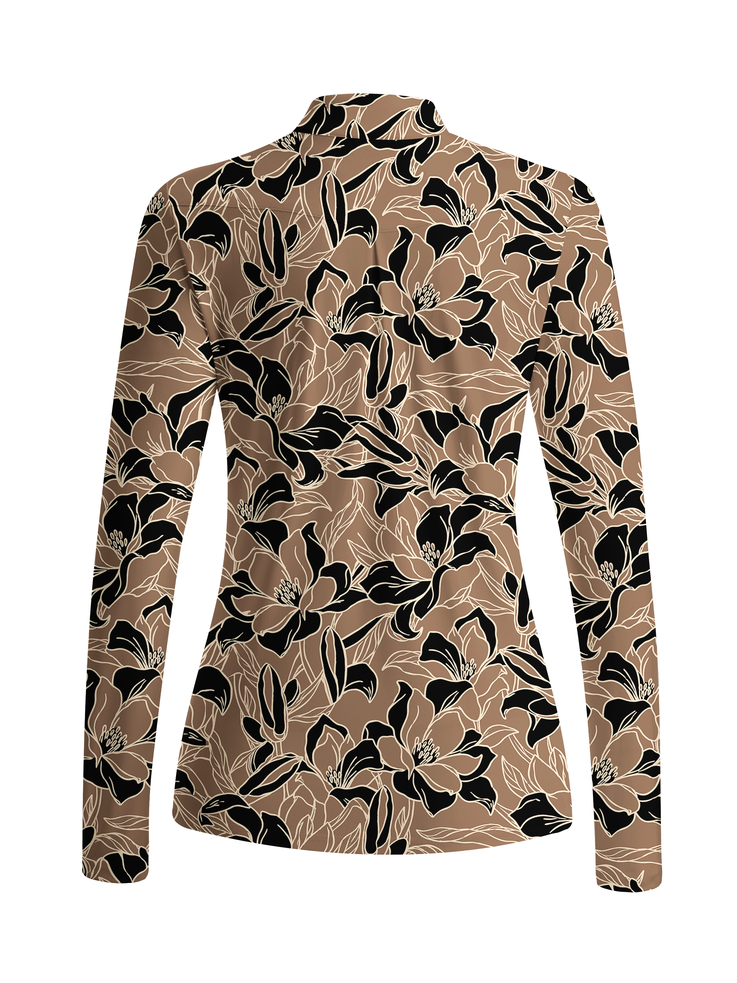 Cherryswing Women's Vintage Silhouette Floral Pattern Long Sleeve Golf Shirt