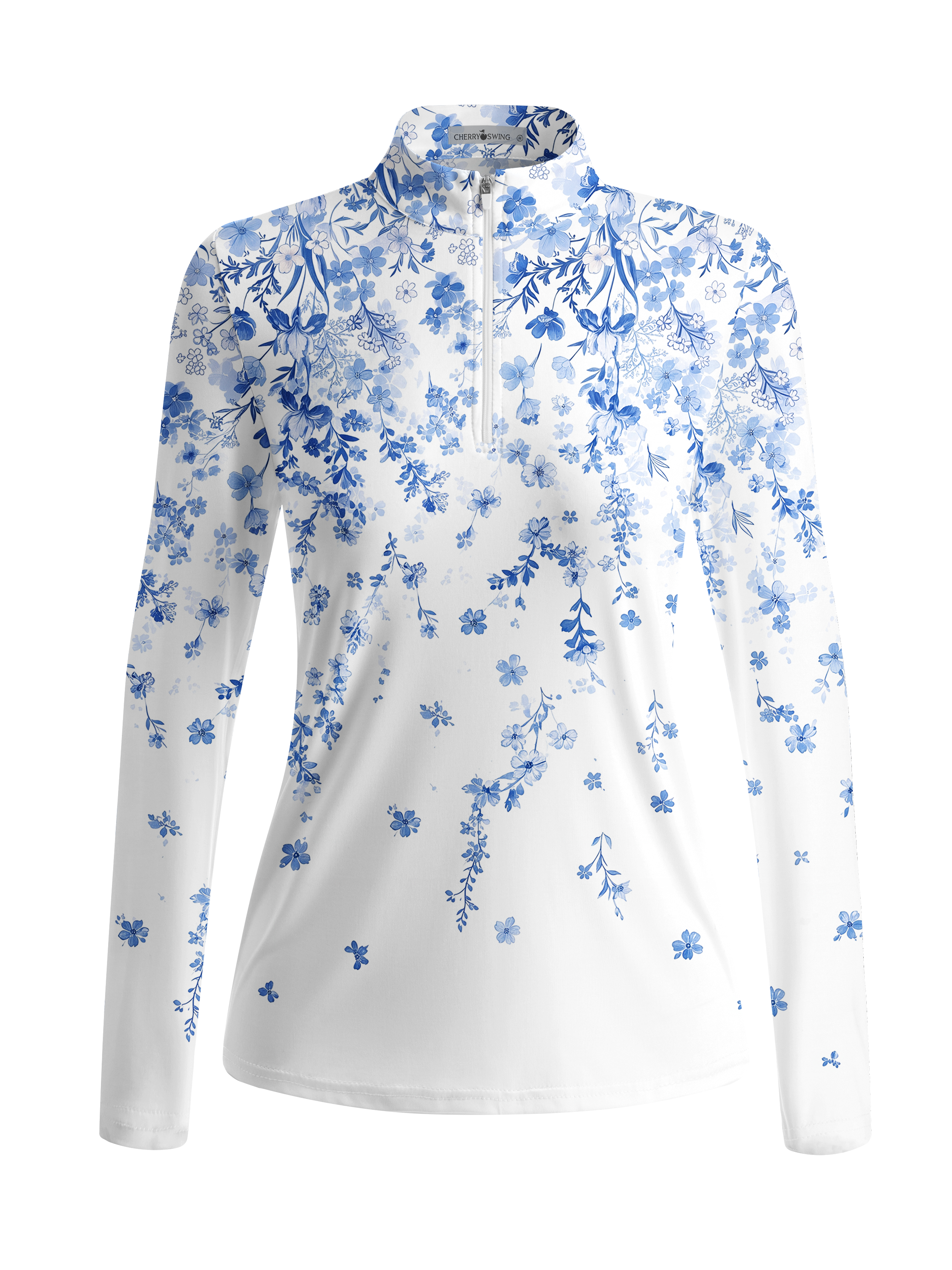 Cherryswing Women's Midnight Floral Long Sleeve Golf Shirt