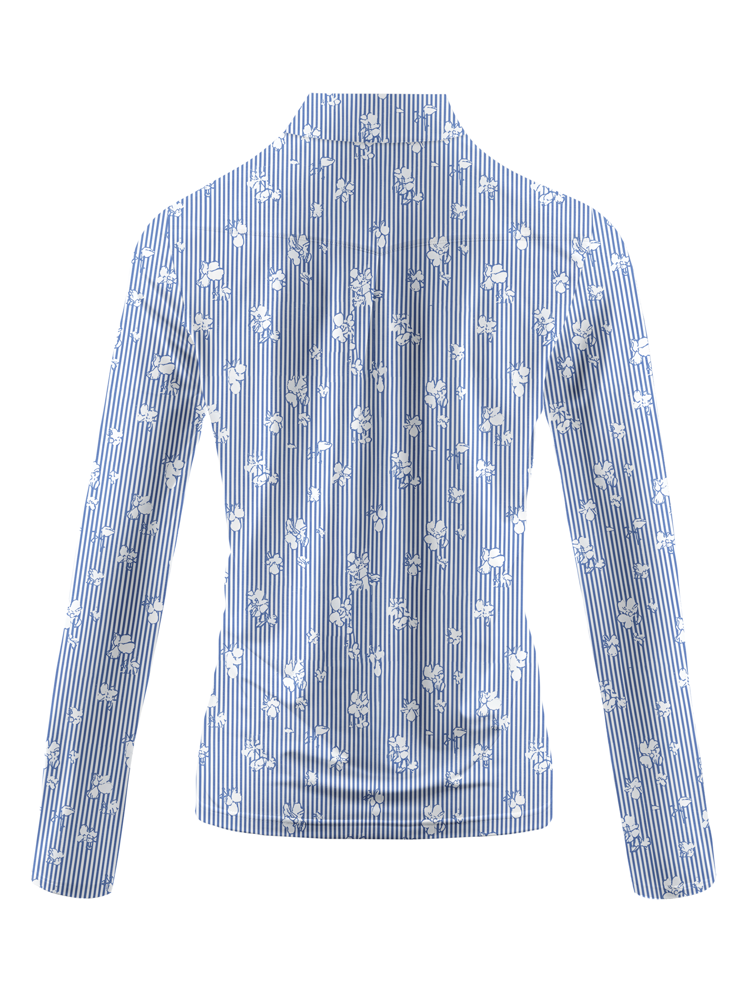 Cherryswing Women's Nautical Floral Stripe Long Sleeve Golf Shirt
