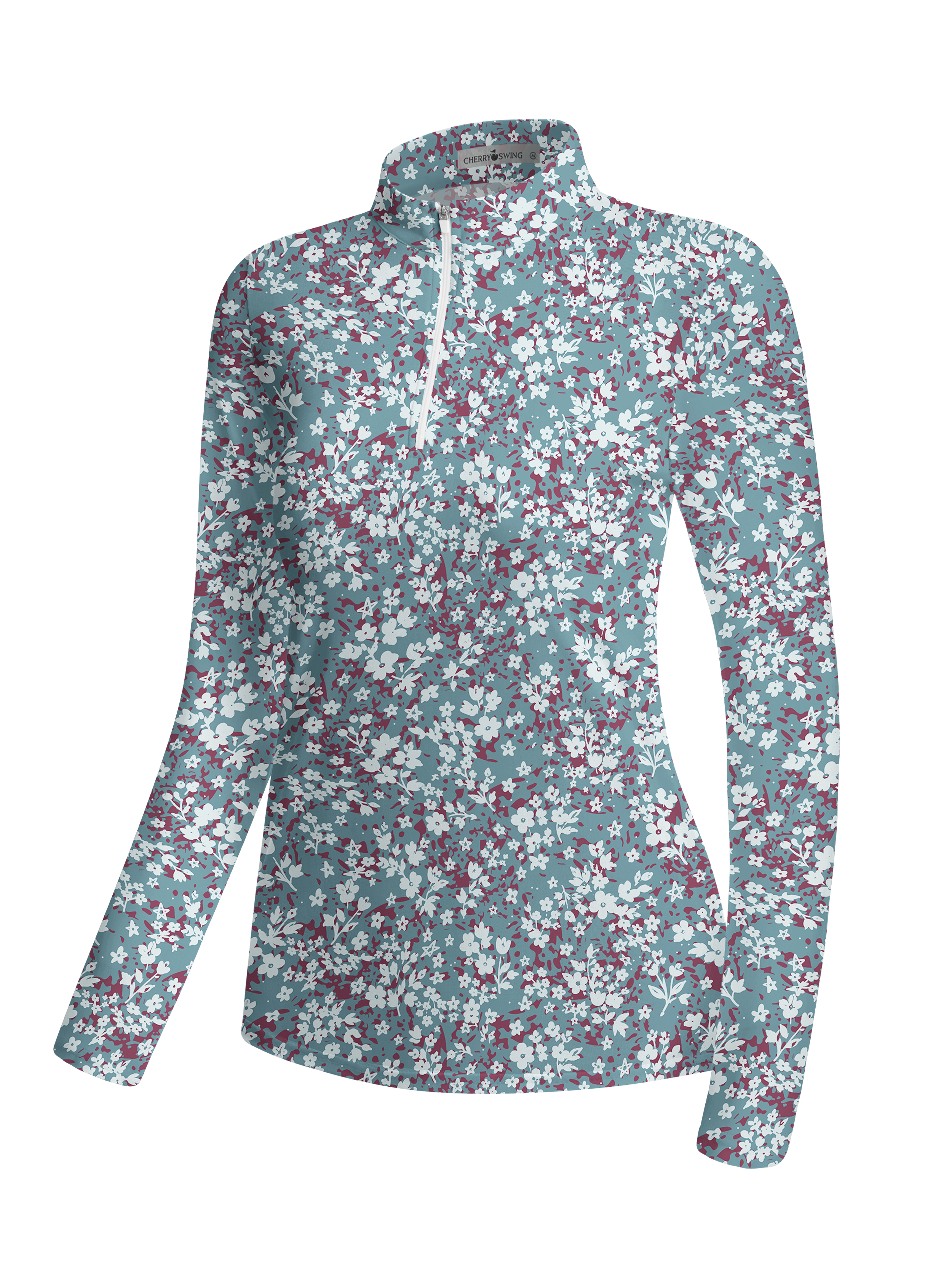 Cherryswing Women's Ditsy Floral Print Long Sleeve Golf Shirt